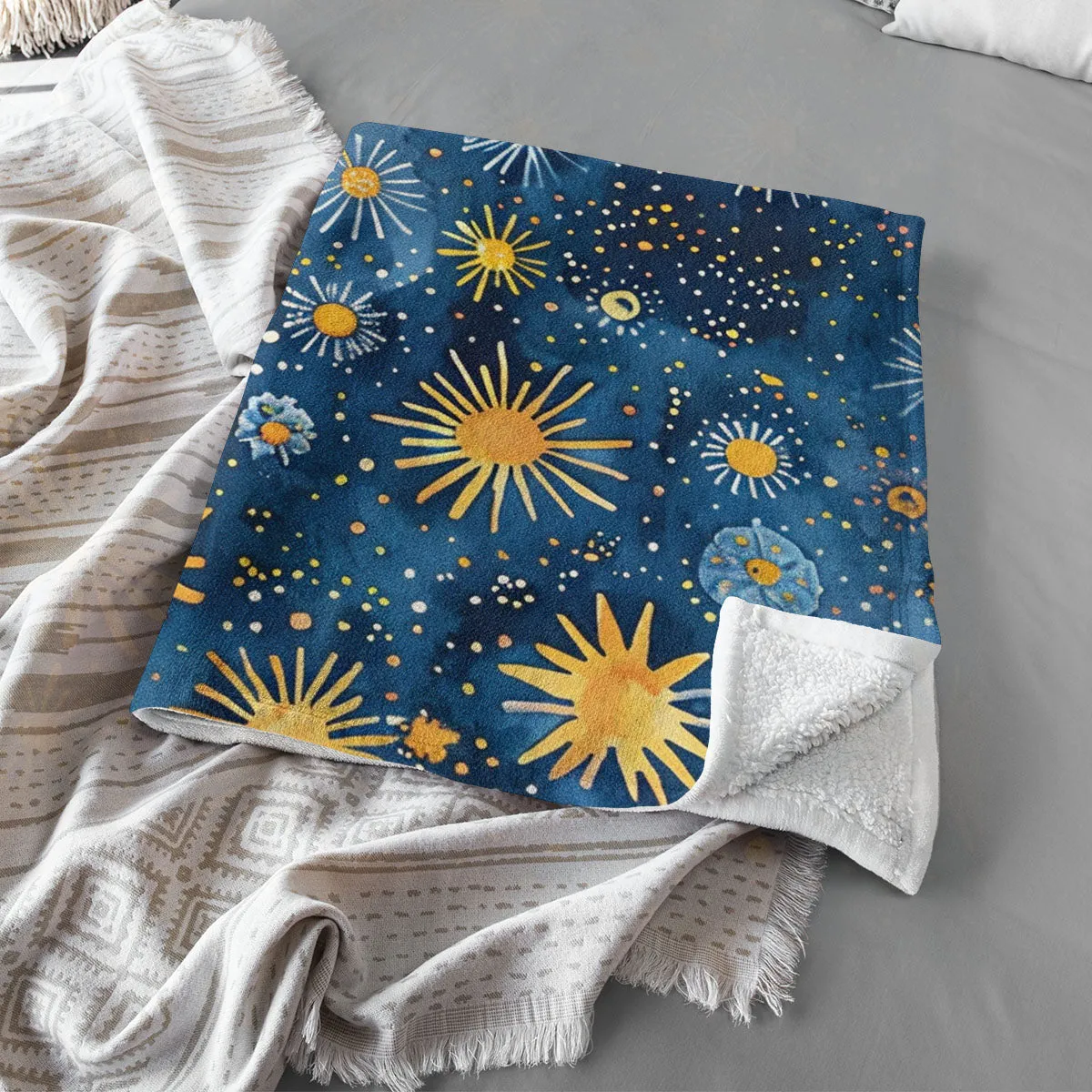 Boho Blanket Throw: Stars Blanket, Woven Throw Blanket, Couch Blanket, Bed Blanket, Boho Decor, Boho Home Decor, Bohemian decor, Boho bed, Stars 005