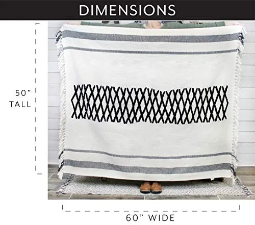 Boho Farmhouse Throw, Black and Off White (Case of 20)