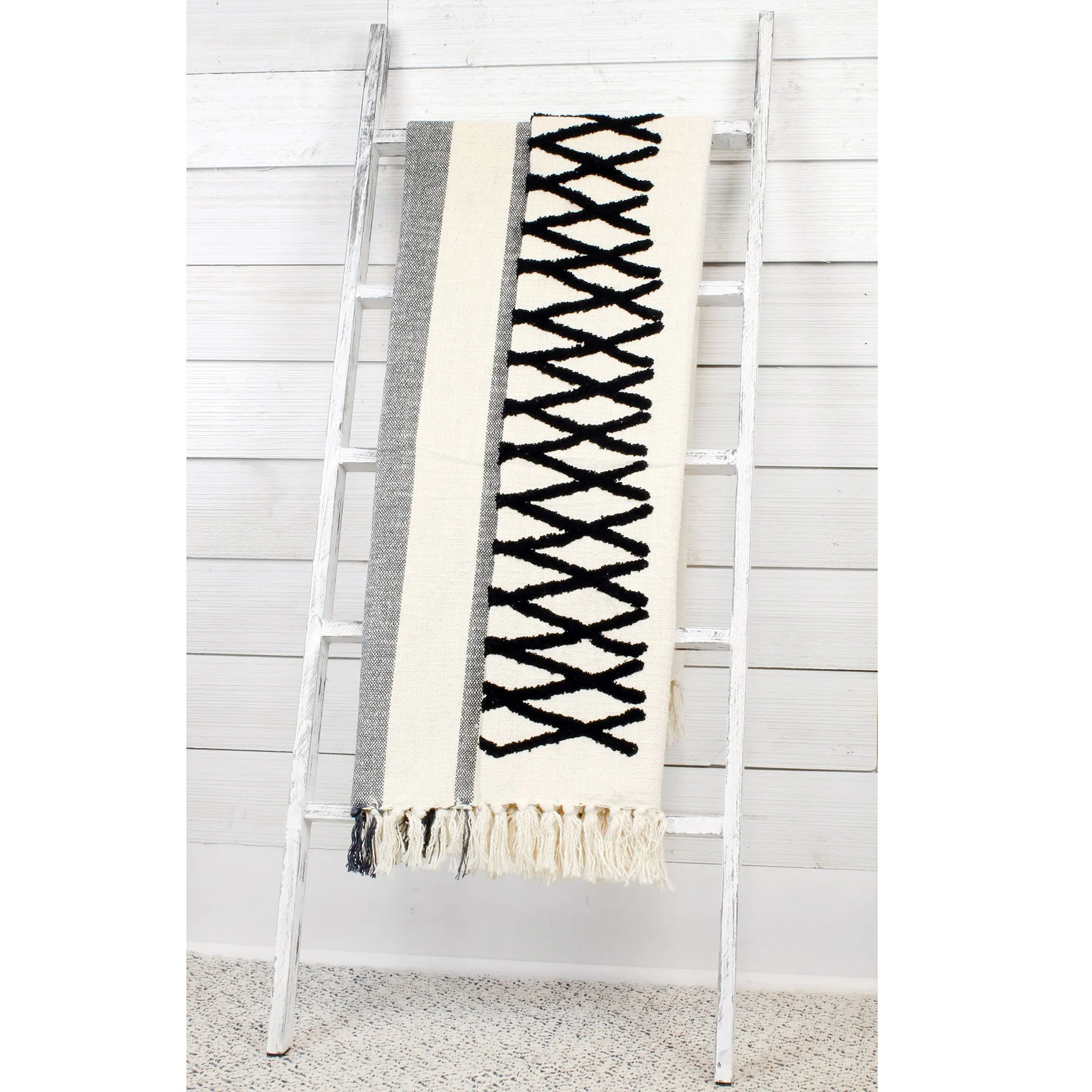 Boho Farmhouse Throw, Black and Off White (Case of 20)