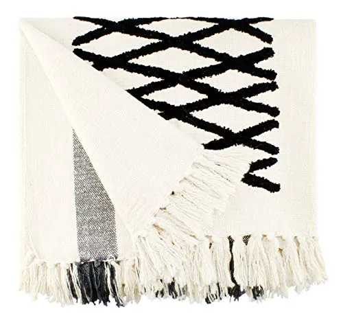 Boho Farmhouse Throw, Black and Off White (Case of 20)