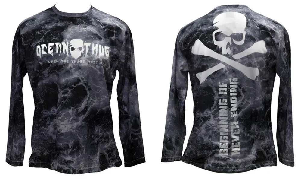 Bone Ocean Thug Distressed Long Sleeve Fishing Shirt -Lightweight Fishing