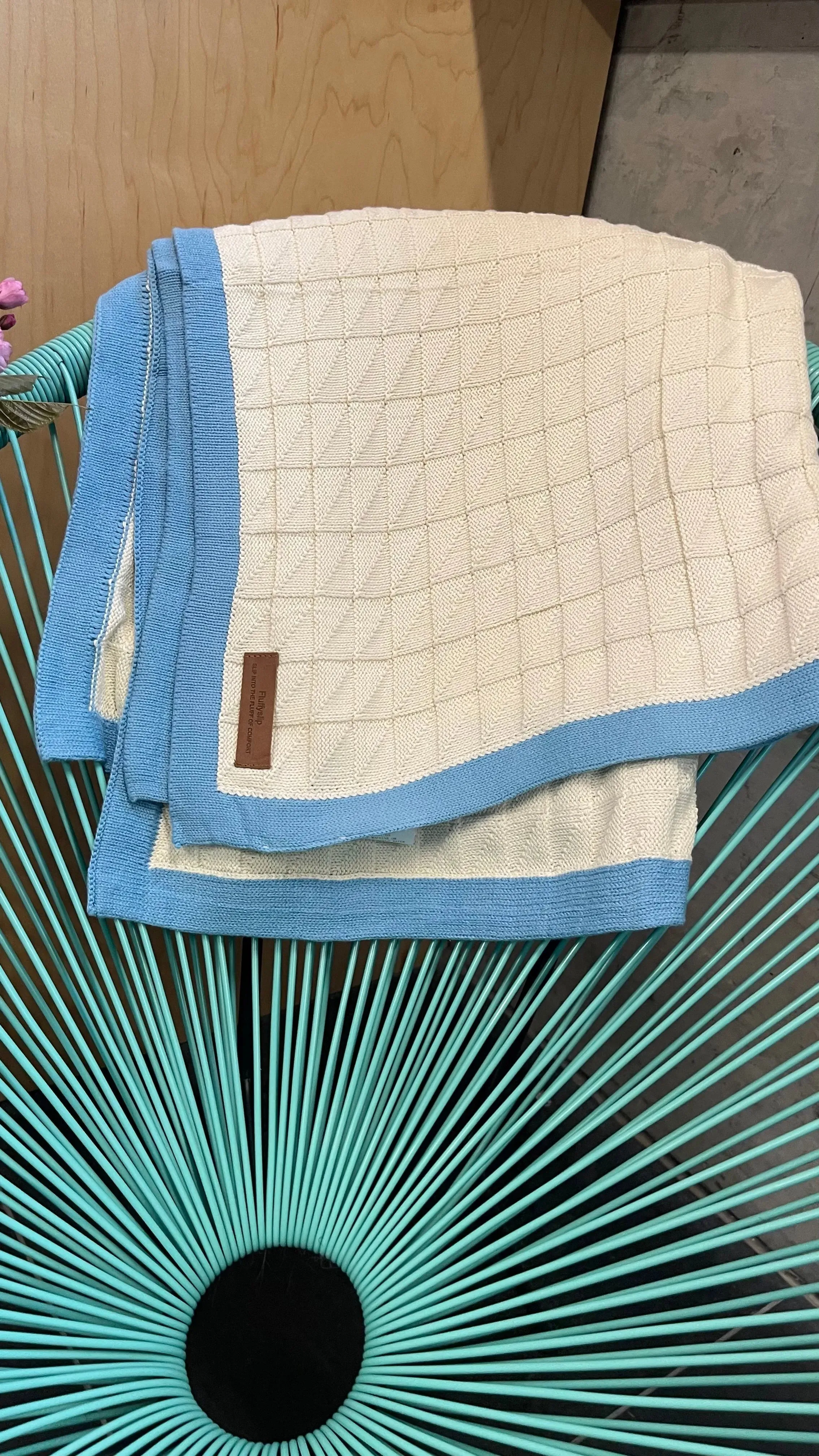 Border Squareview Cotton Throw Blanket
