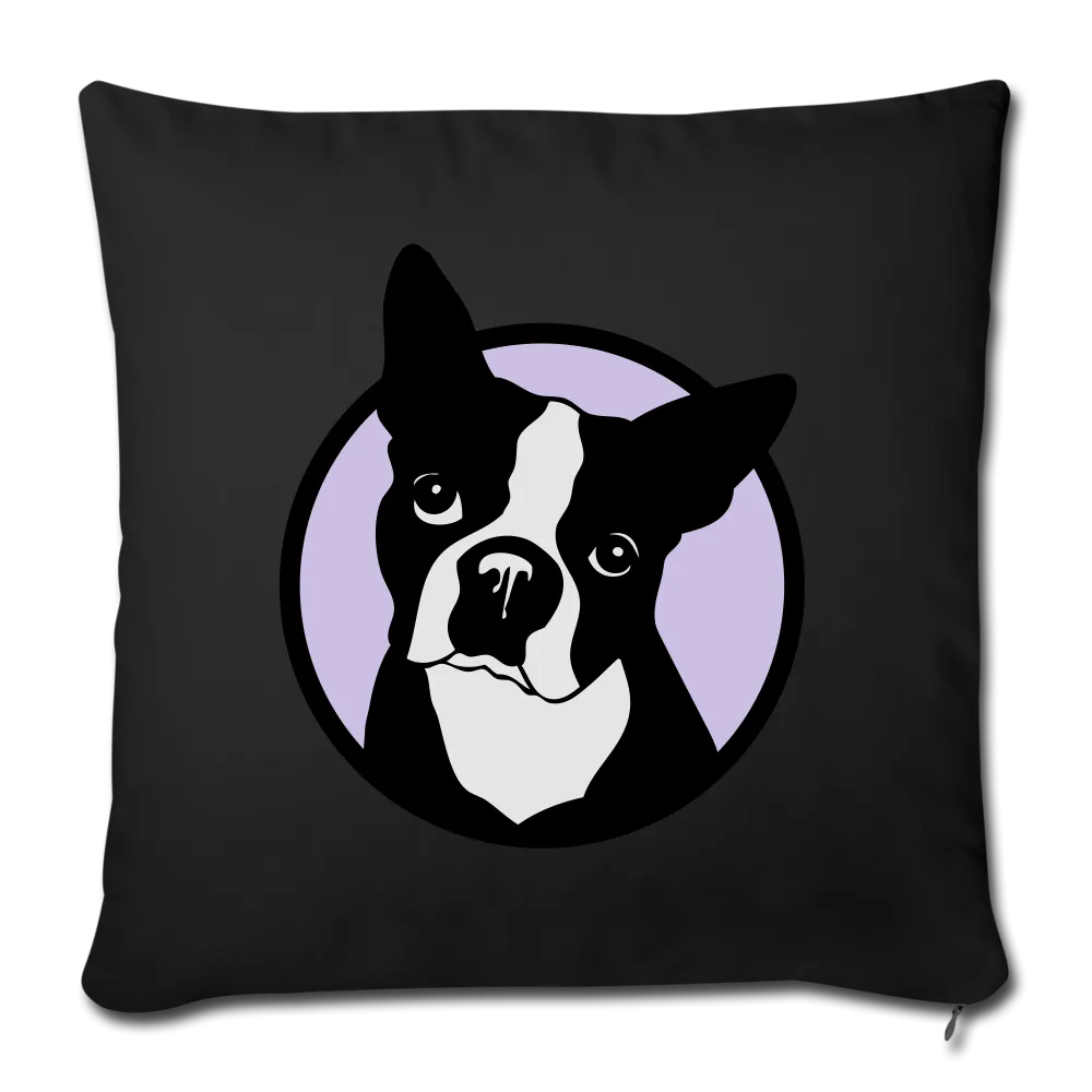 Boston Terrier Lavender Throw Pillow Cover 18” x 18”