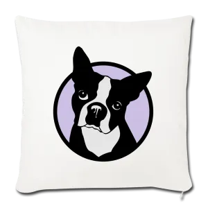 Boston Terrier Lavender Throw Pillow Cover 18” x 18”