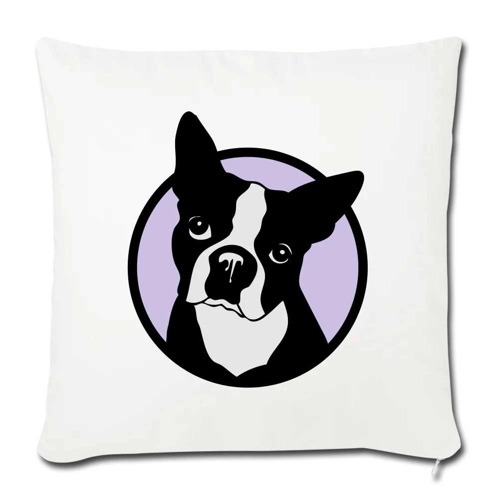 Boston Terrier Lavender Throw Pillow Cover 18” x 18”