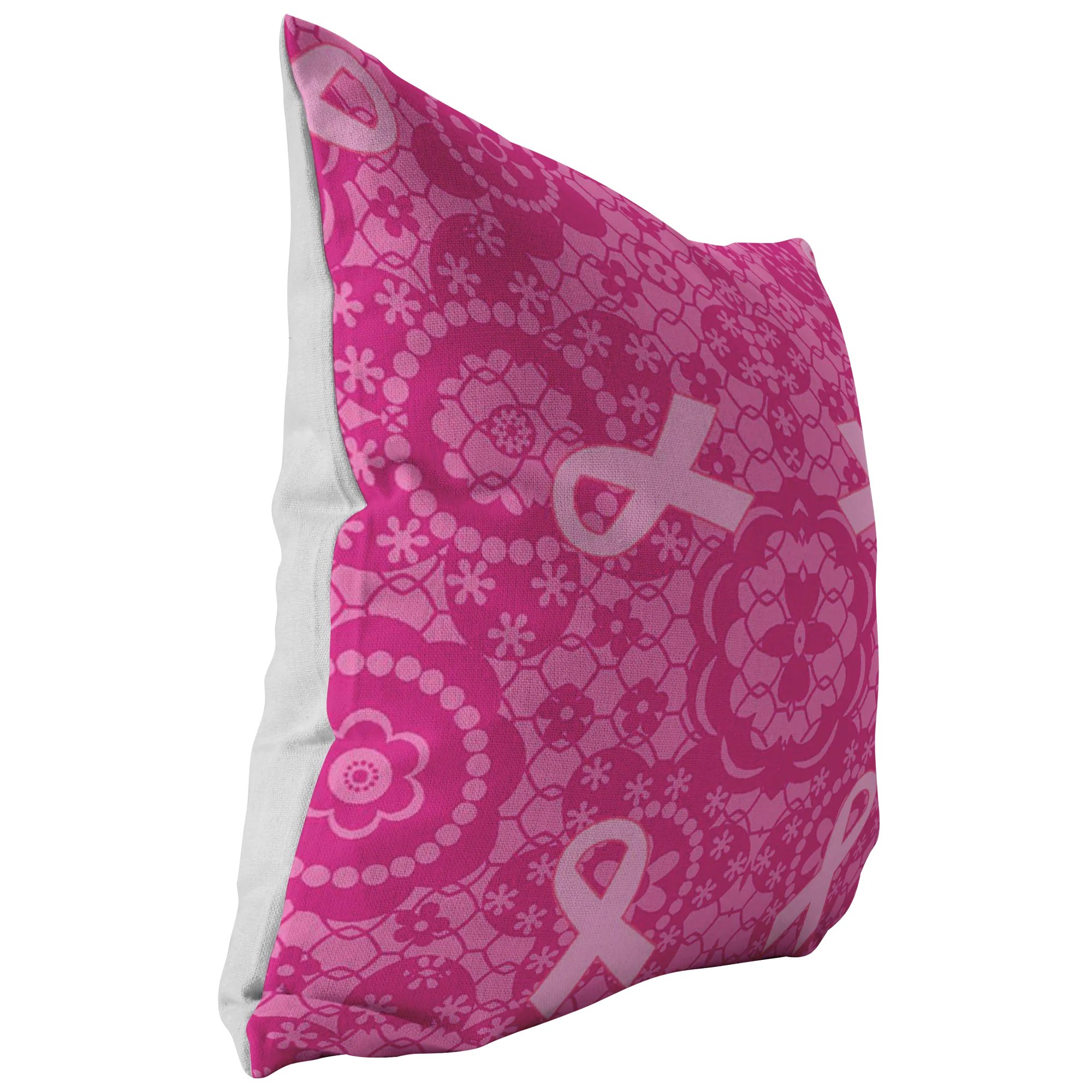 Breast Cancer Awareness Flowers Pink Ribbon Pillow