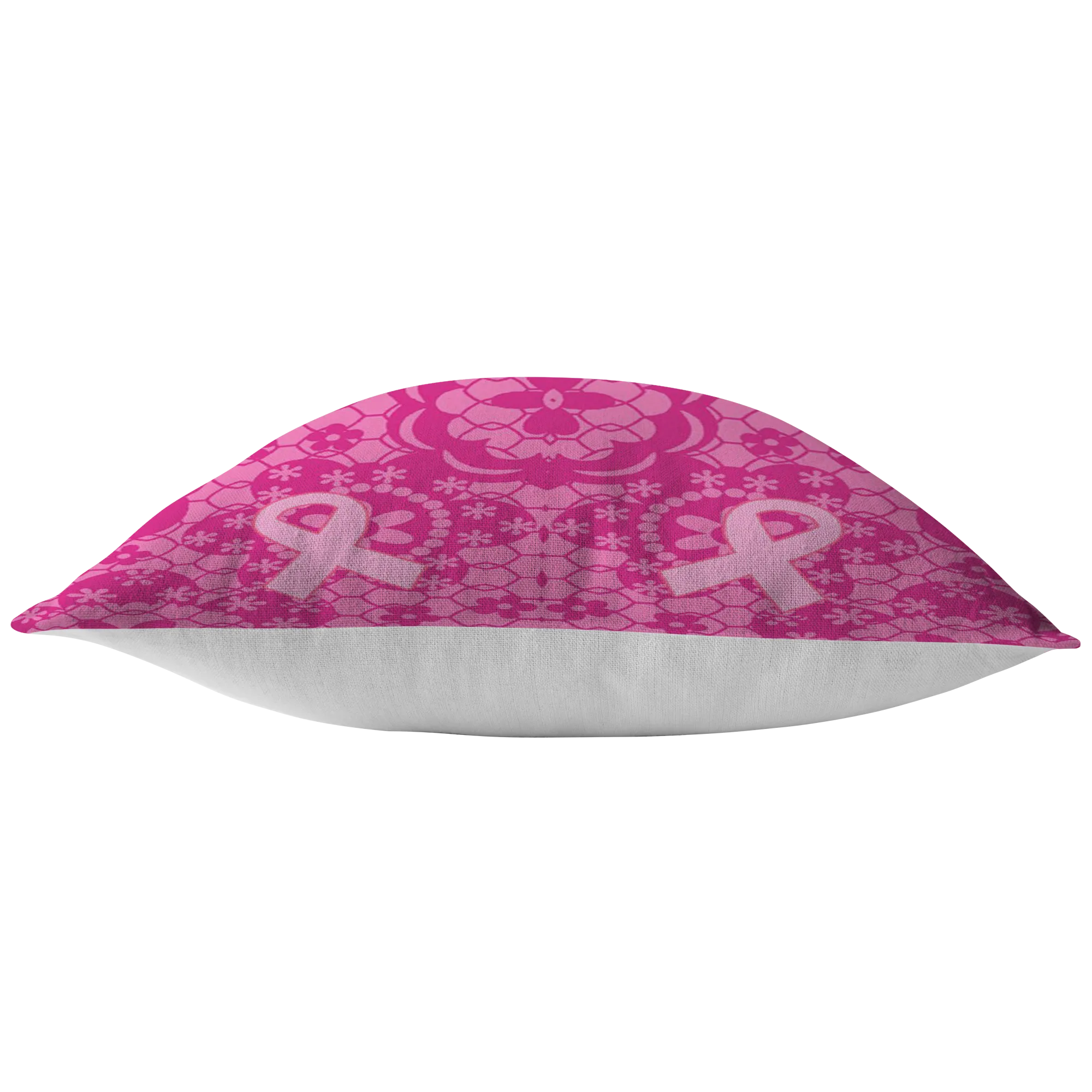 Breast Cancer Awareness Flowers Pink Ribbon Pillow