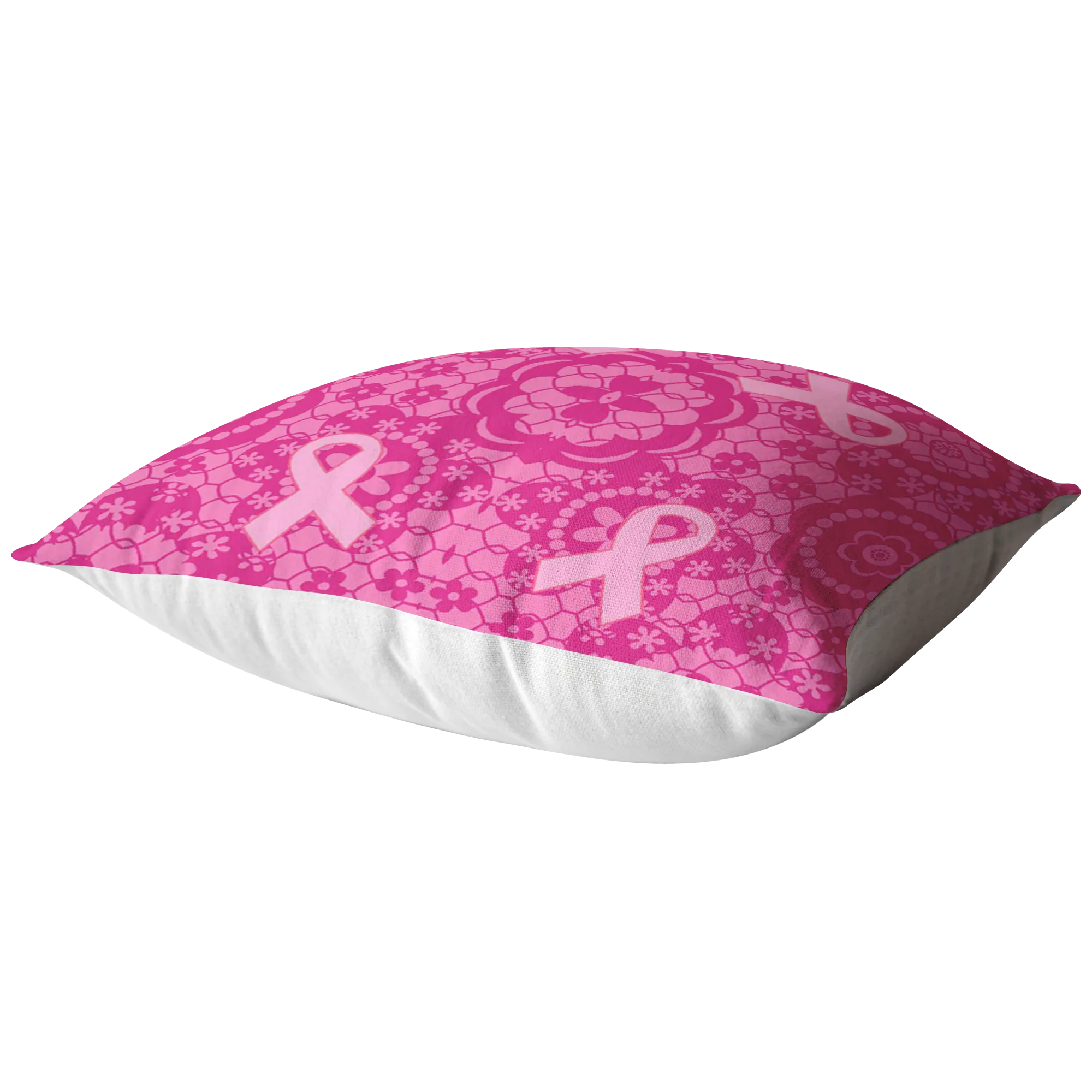 Breast Cancer Awareness Flowers Pink Ribbon Pillow