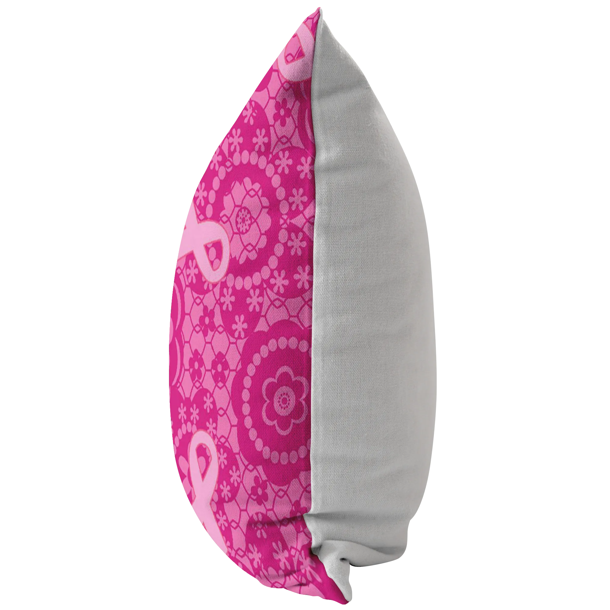 Breast Cancer Awareness Flowers Pink Ribbon Pillow