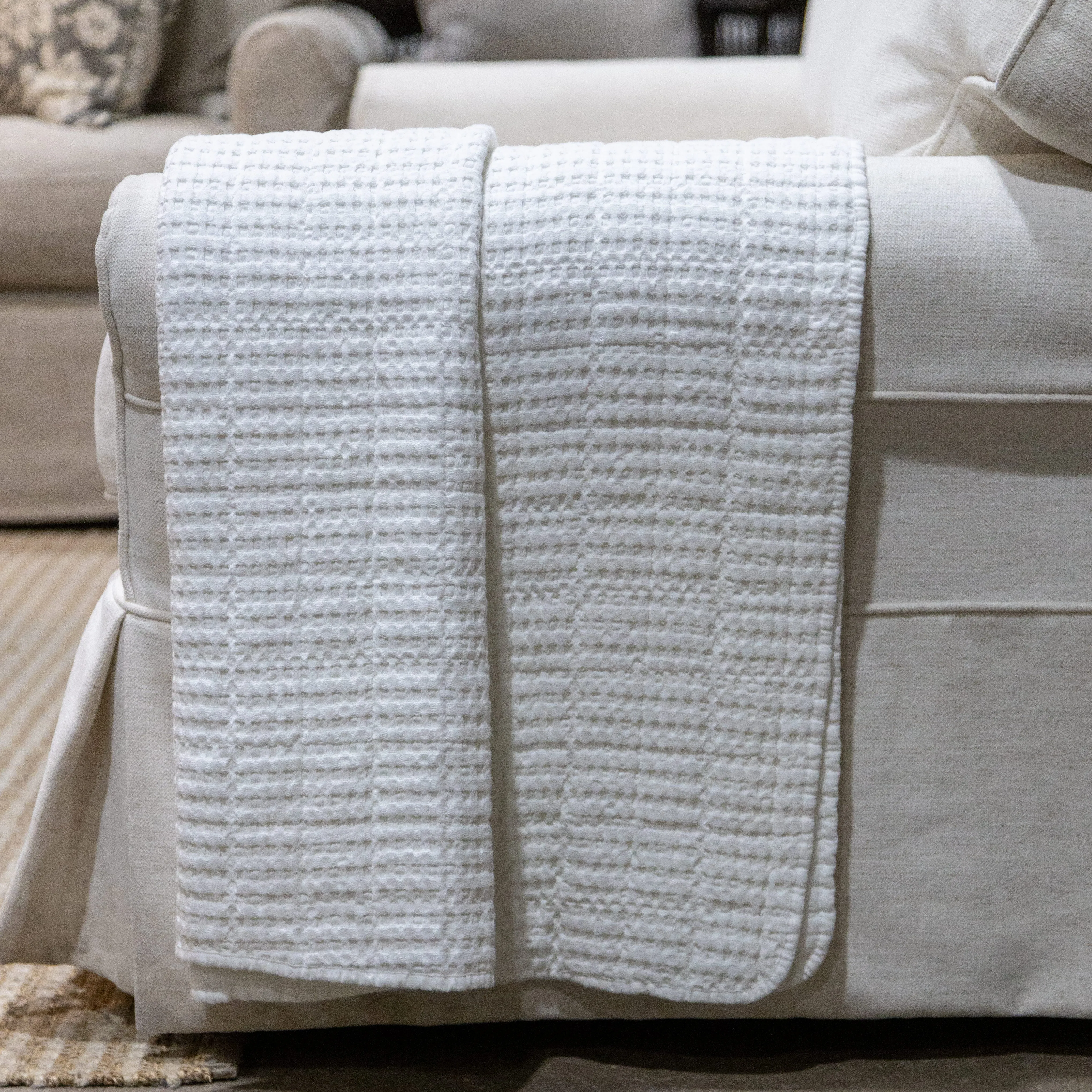 Bright White Waffle Throw