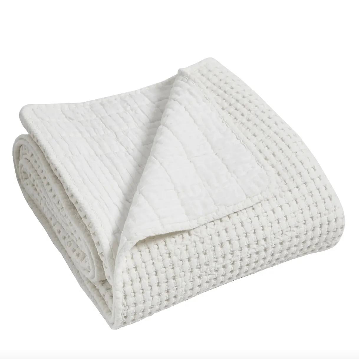 Bright White Waffle Throw