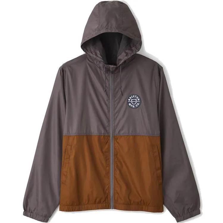 Brixton Claxton Crest Lightweight Zip Hood Jacket Charcoal/Copper