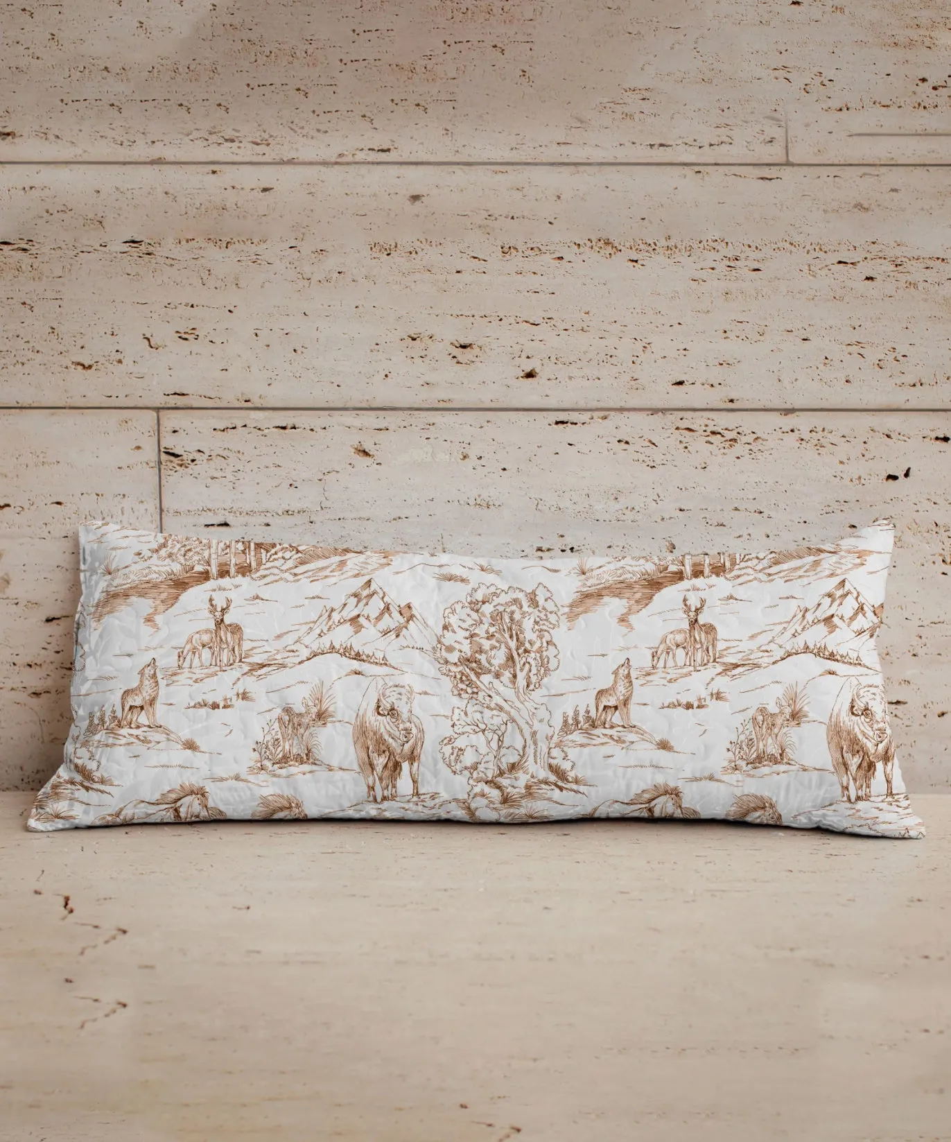 Buffalo Toile Quilted Lumbar Pillow