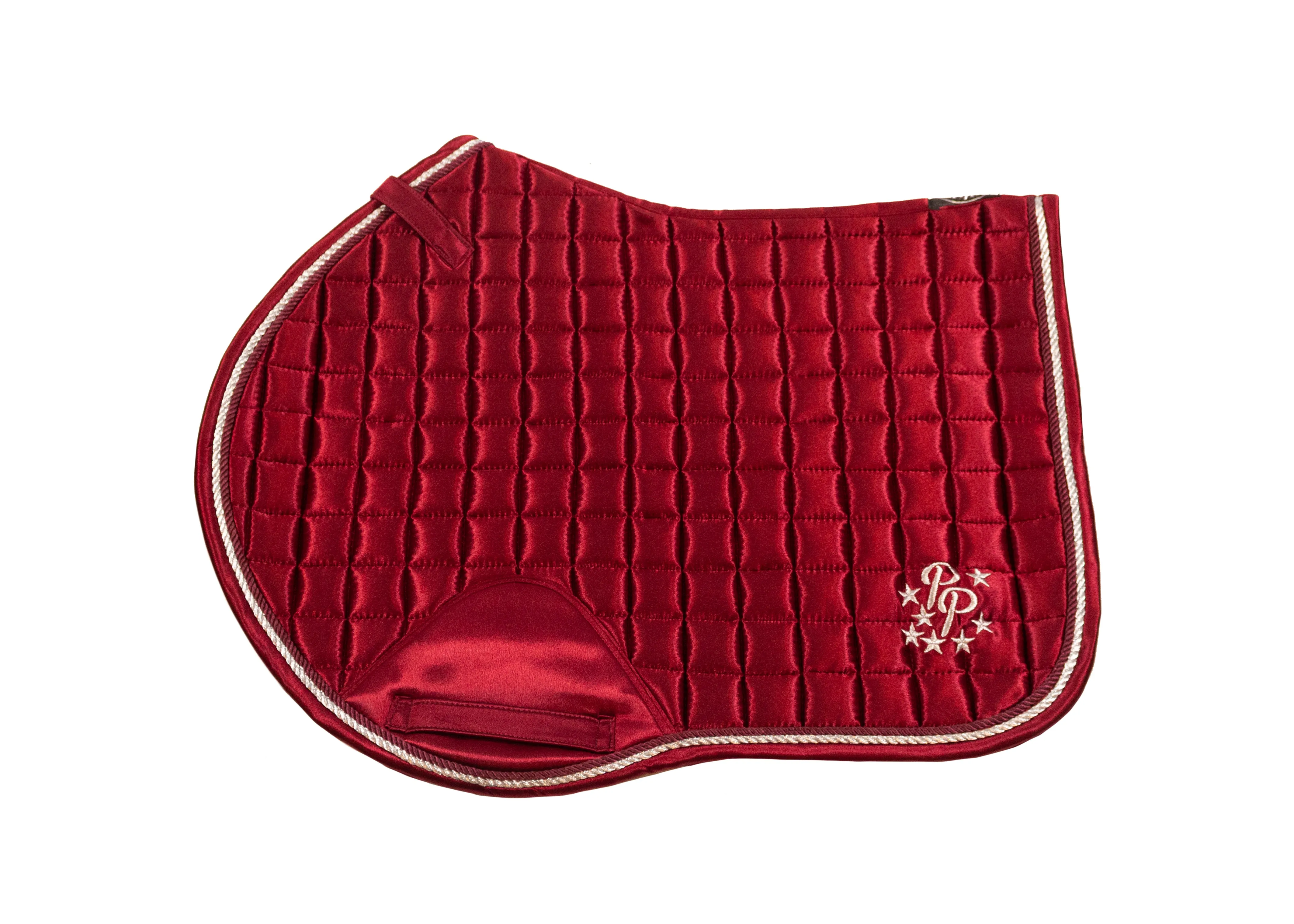 Burgundy Satin Saddle Pads - Jump, GP, and Dressage cuts