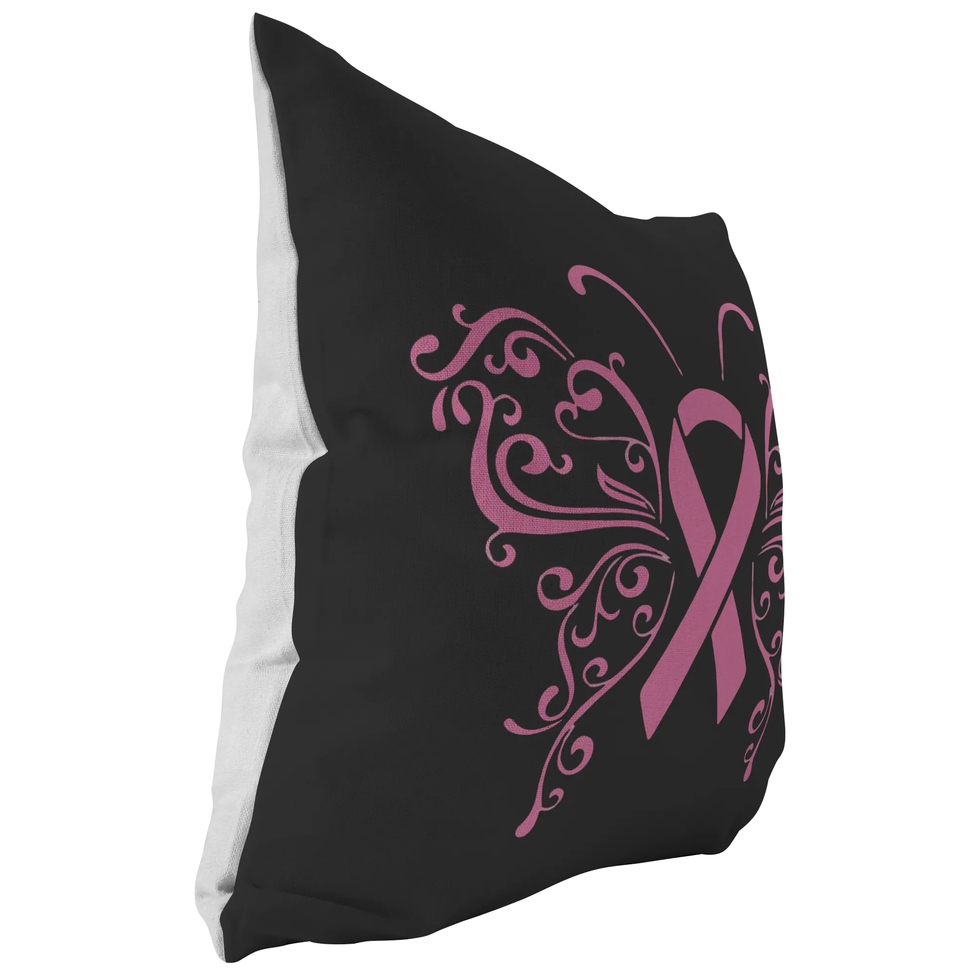 Butterfly Pink Ribbon Pillow