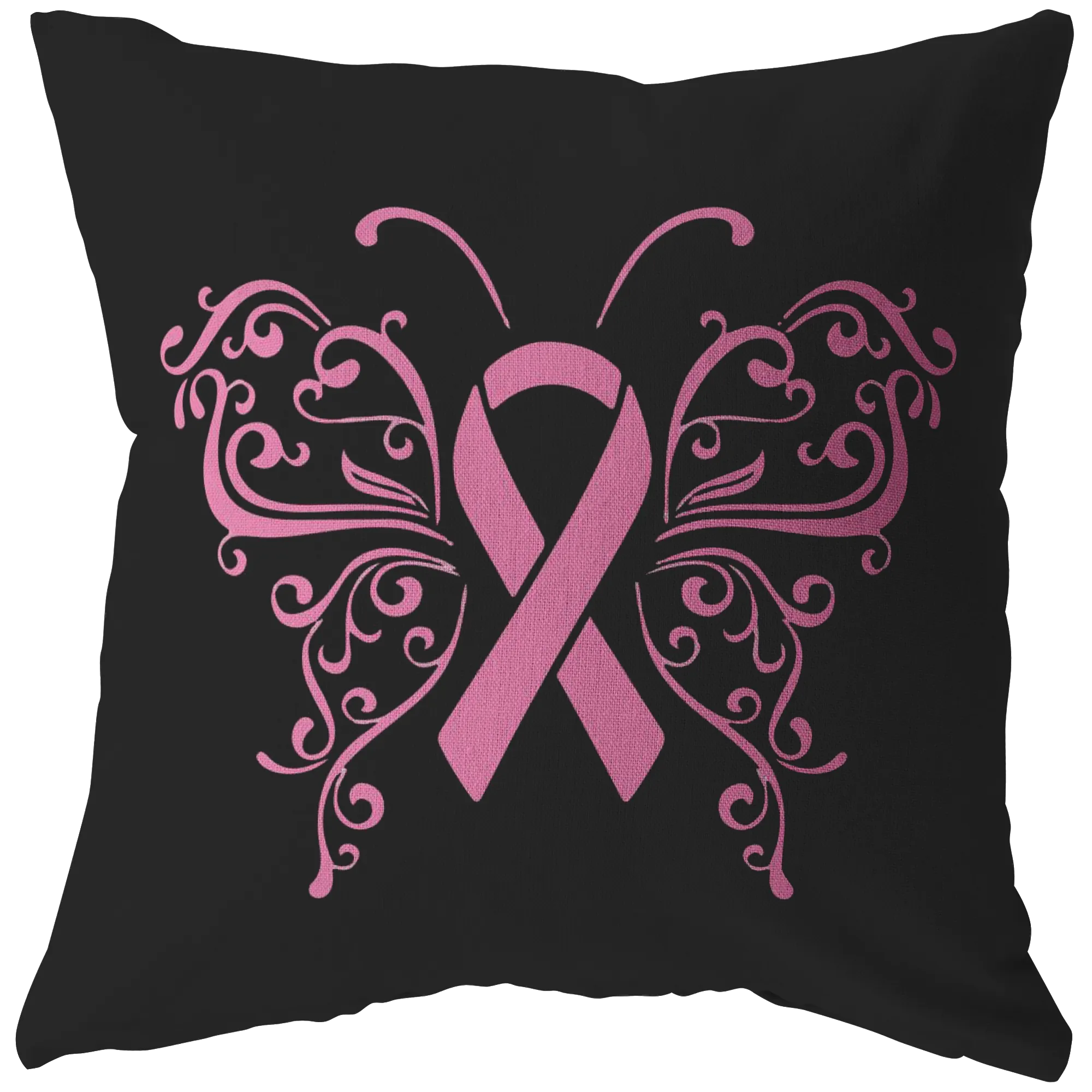 Butterfly Pink Ribbon Pillow