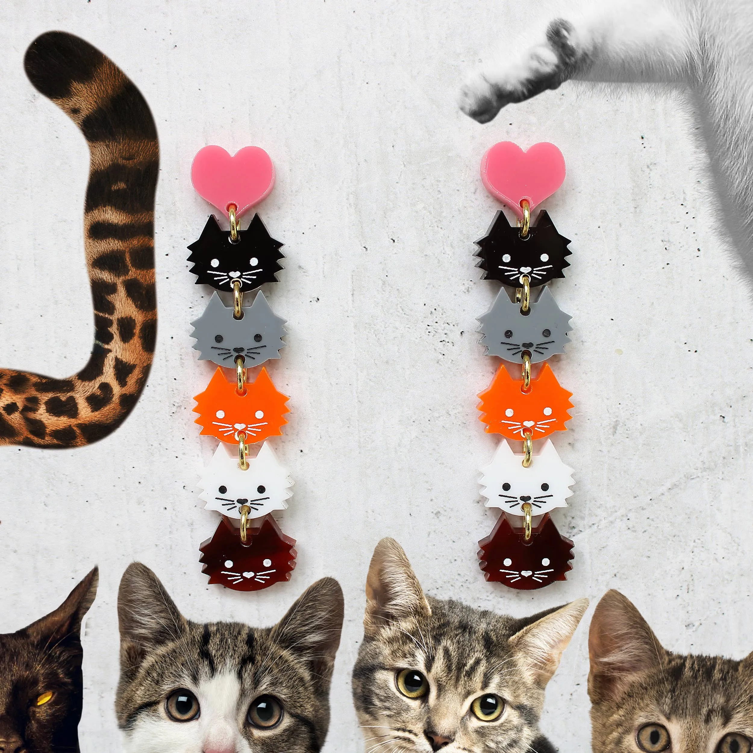 Cat Lady Acrylic Earrings