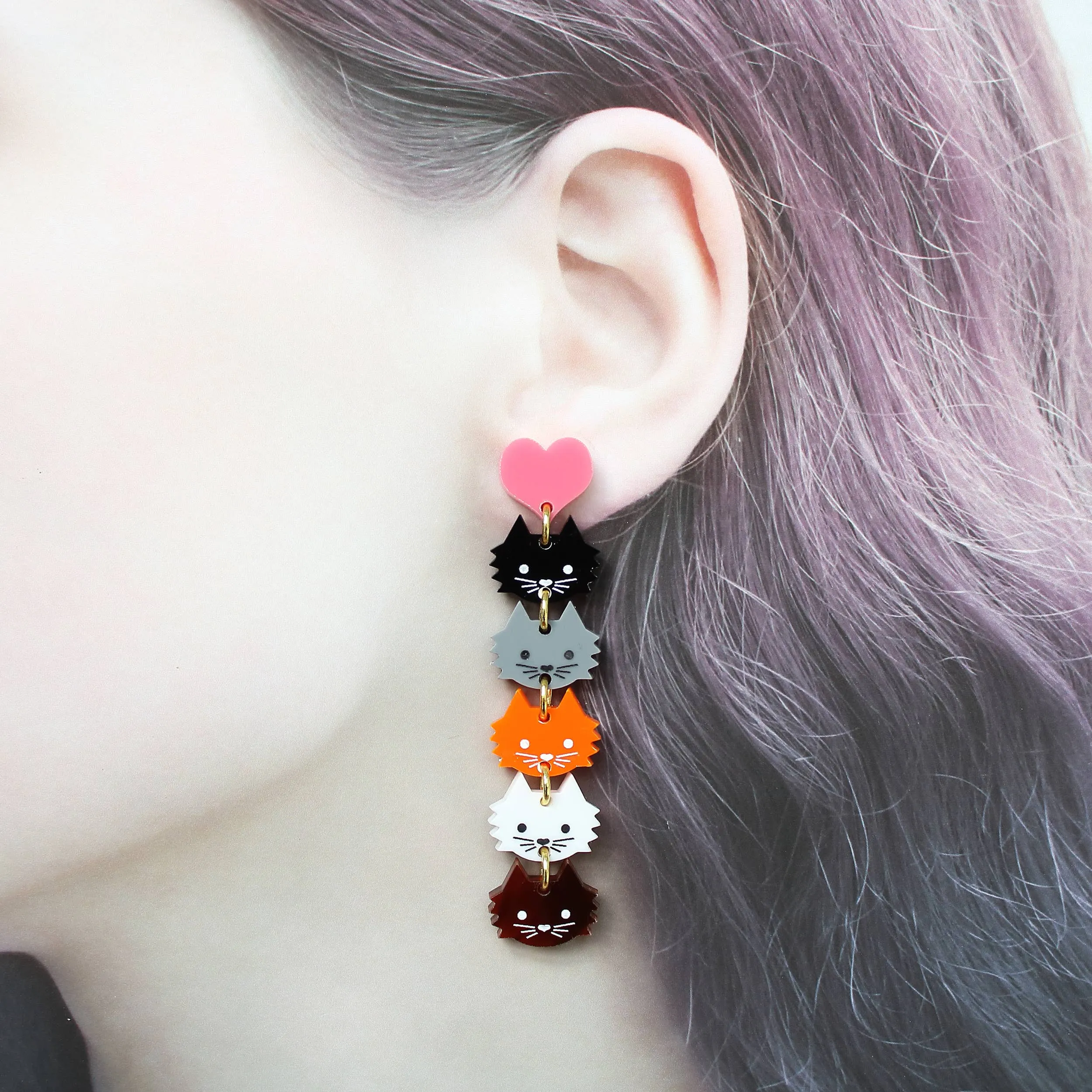 Cat Lady Acrylic Earrings