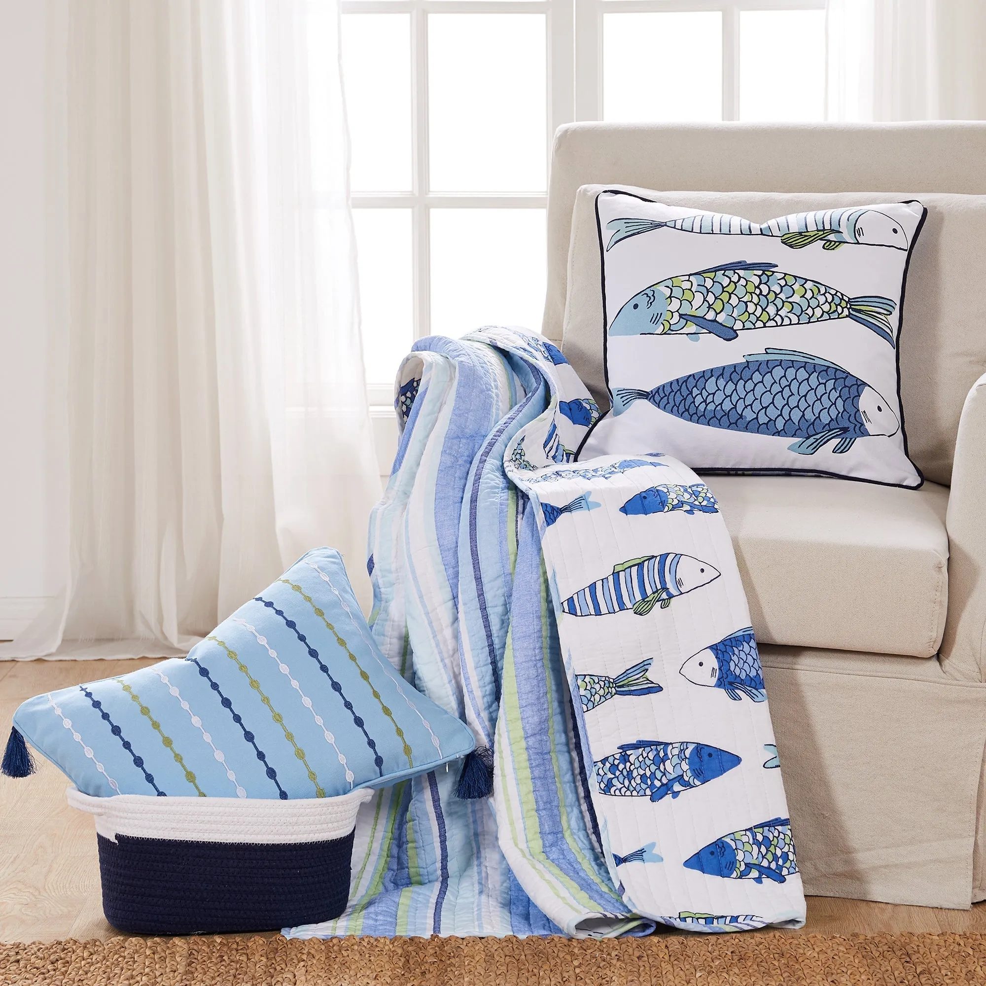 Catalina Fish Quilted Throw