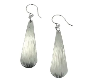 Chased Aluminum Long Tear Drop Earrings