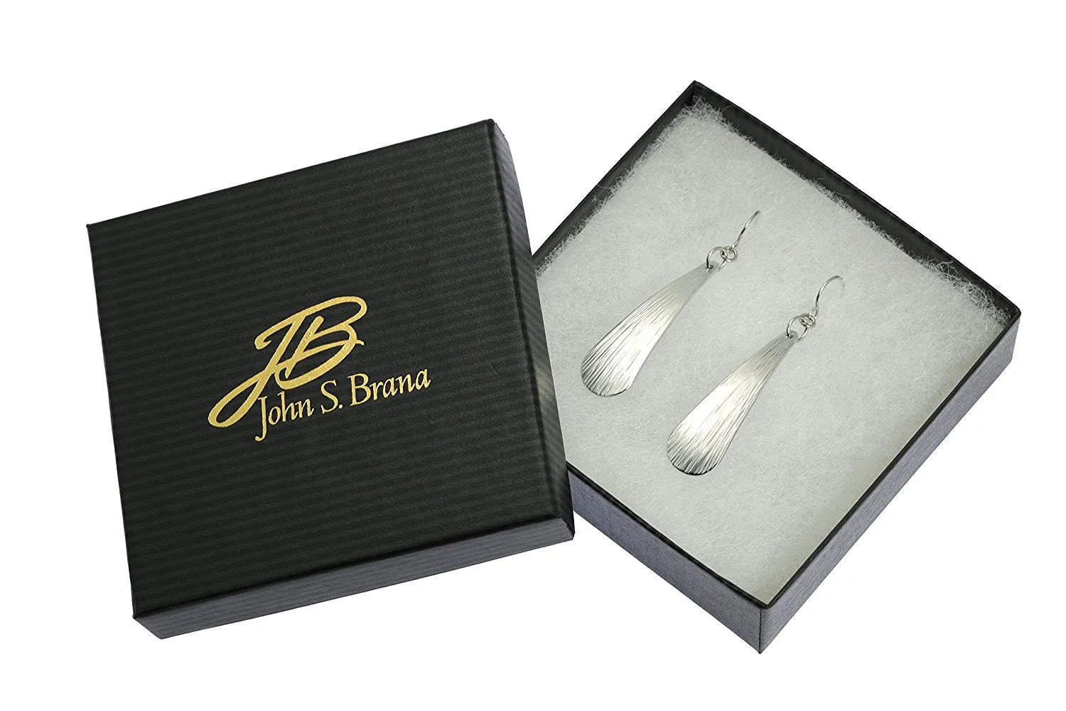 Chased Aluminum Long Tear Drop Earrings