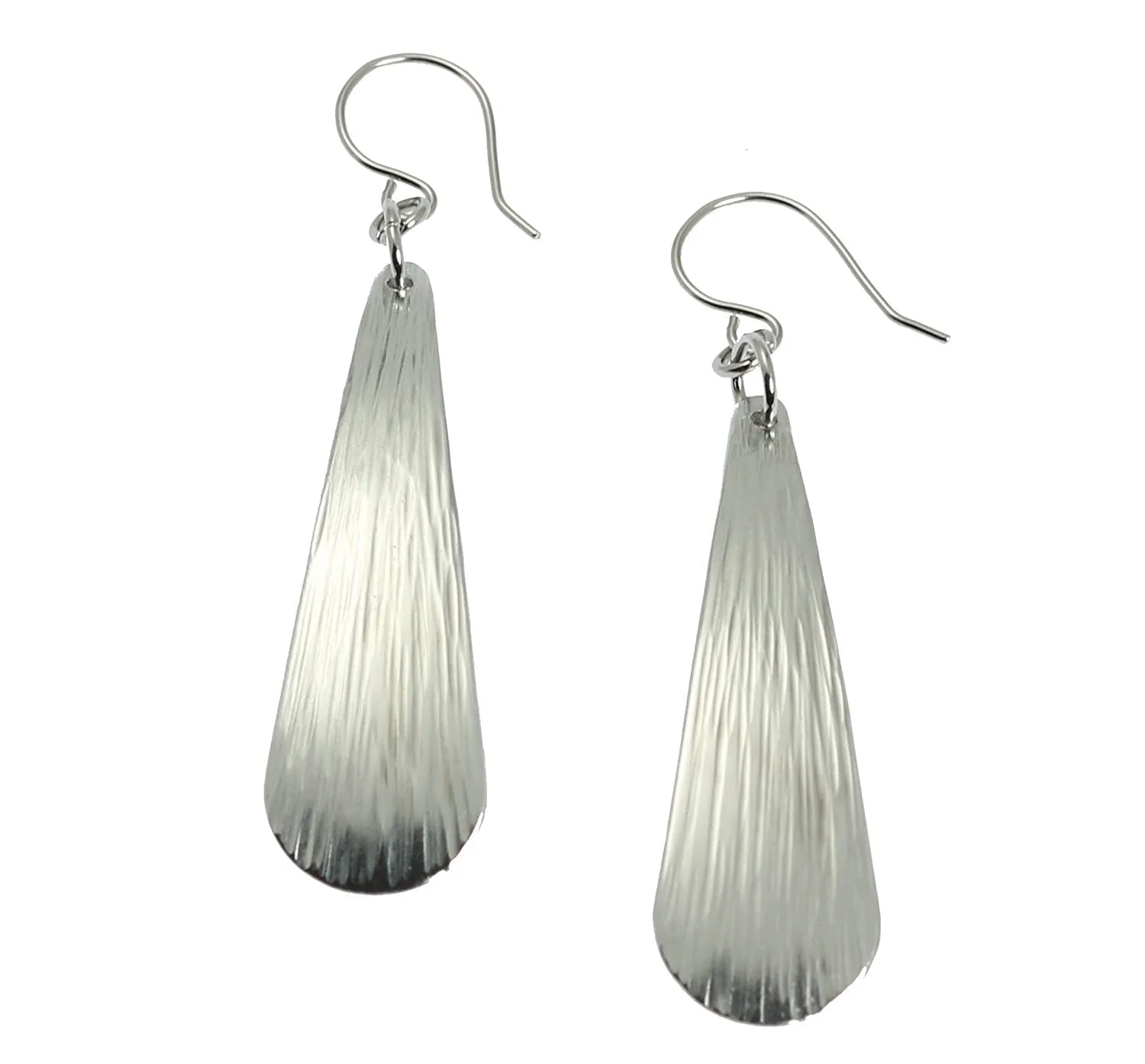 Chased Aluminum Long Tear Drop Earrings