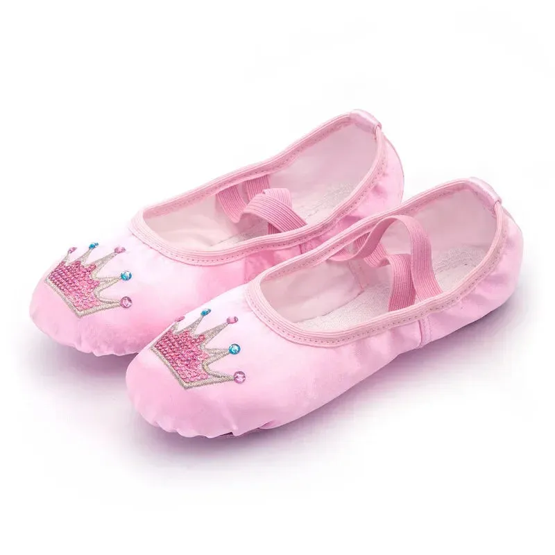 Children's Soft Sole Dance Shoes: Cat Claw Satin Embroidery Ballet Body Gymnastics Shoes