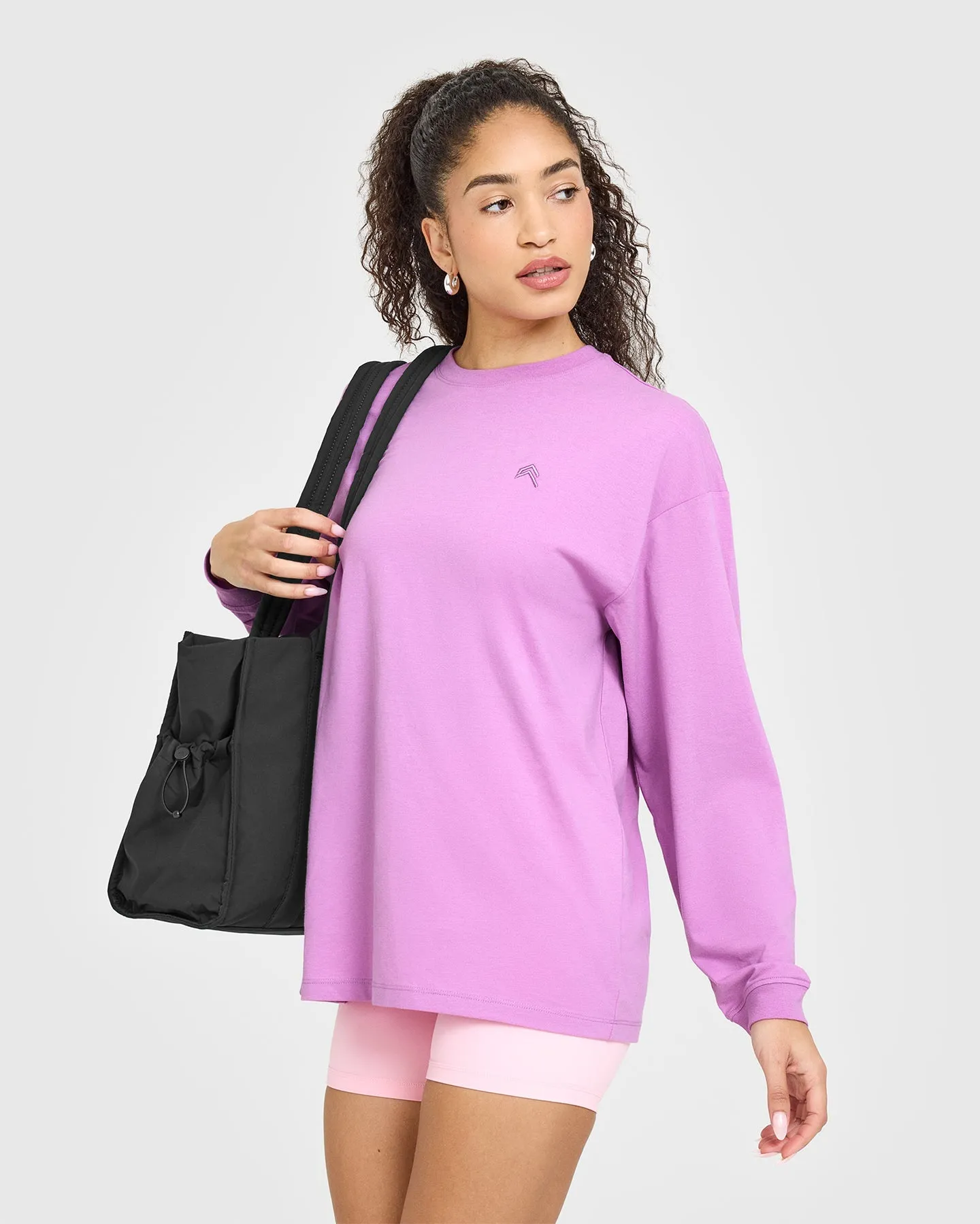 Classic Oversized Lightweight Long Sleeve Top | Orchid Purple