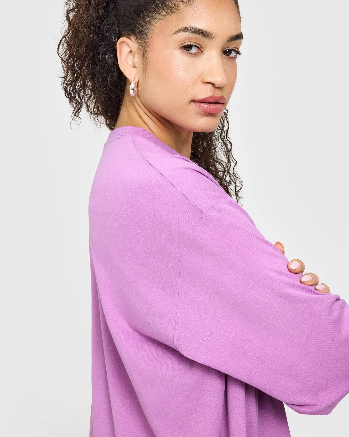 Classic Oversized Lightweight Long Sleeve Top | Orchid Purple
