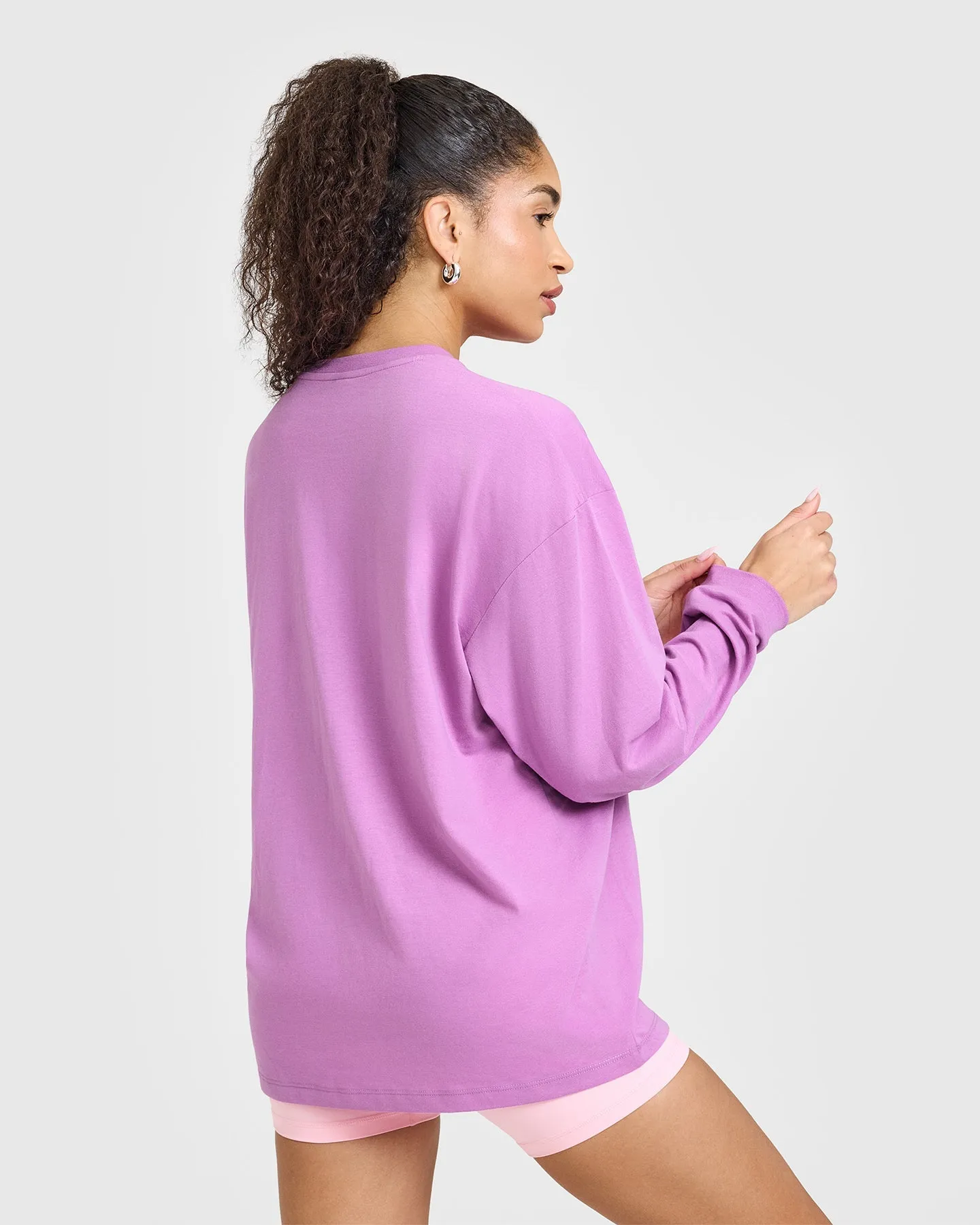 Classic Oversized Lightweight Long Sleeve Top | Orchid Purple