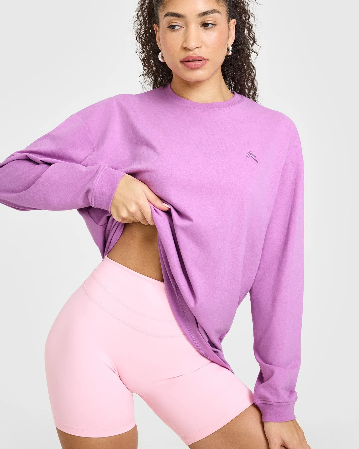 Classic Oversized Lightweight Long Sleeve Top | Orchid Purple