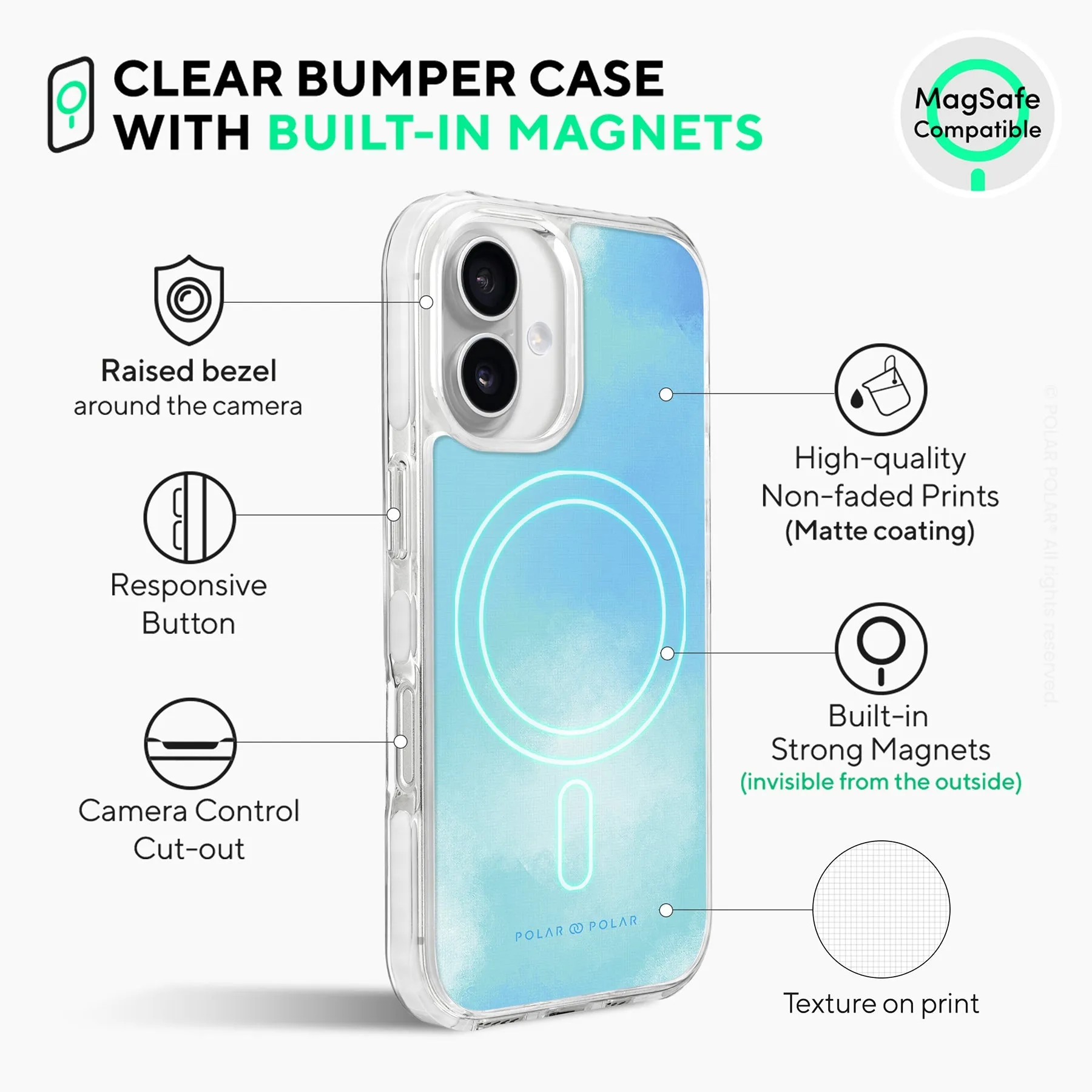 Clouds in Spring - iPhone 16 Plus Clear Bumper MagSafe Case