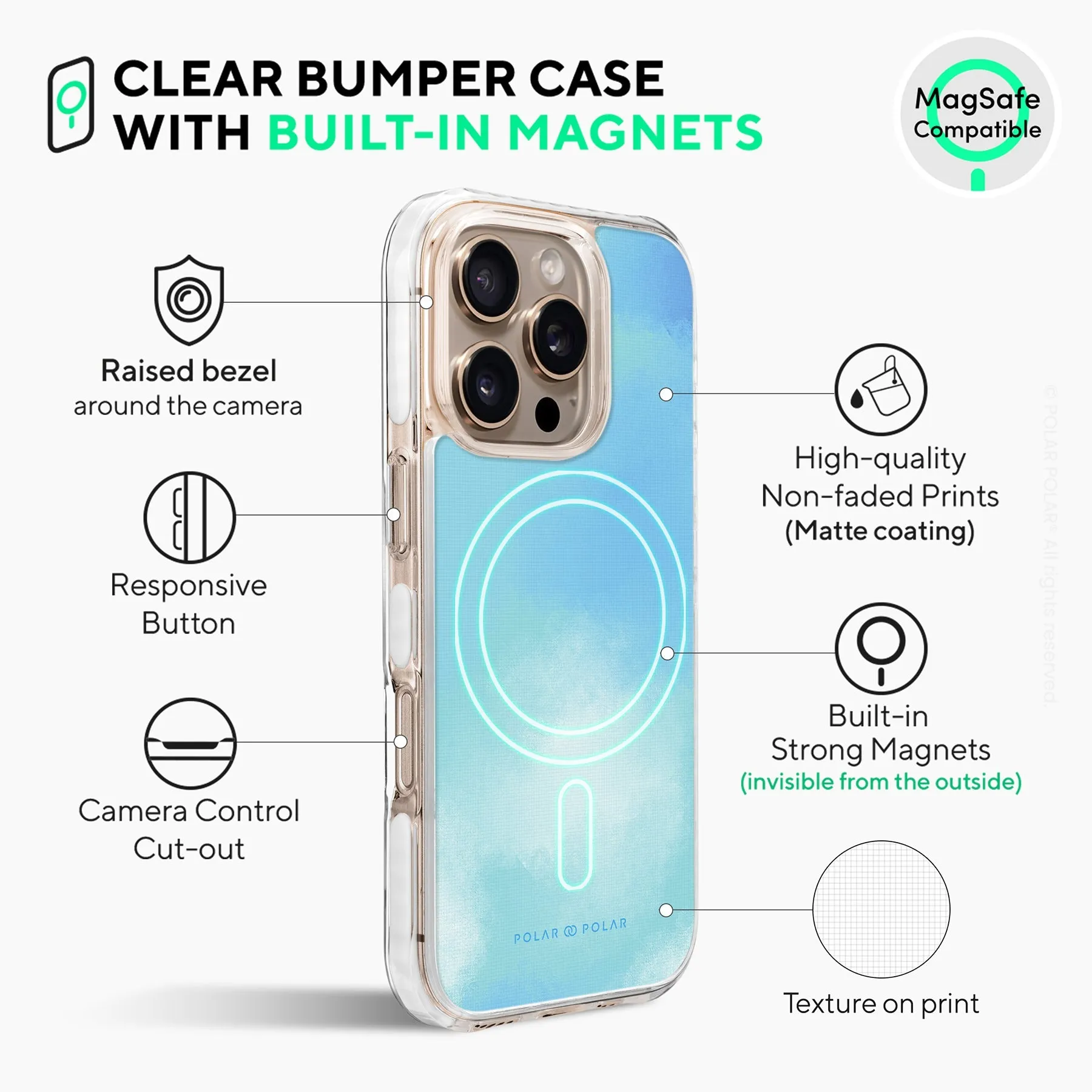 Clouds in Spring - iPhone 16 Pro Clear Bumper MagSafe Case