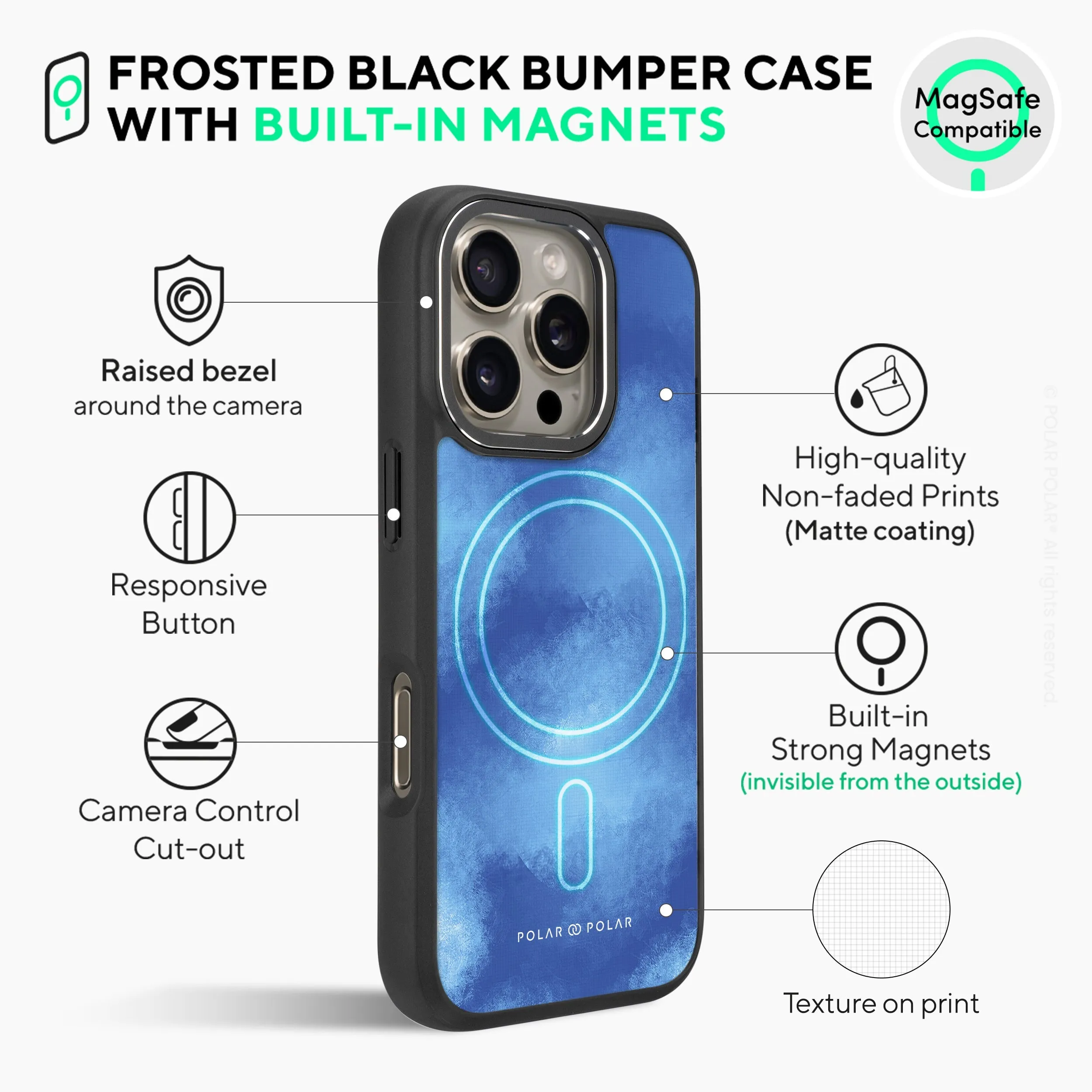 Clouds in Summer - iPhone 16 Pro Frosted Black Bumper MagSafe Case