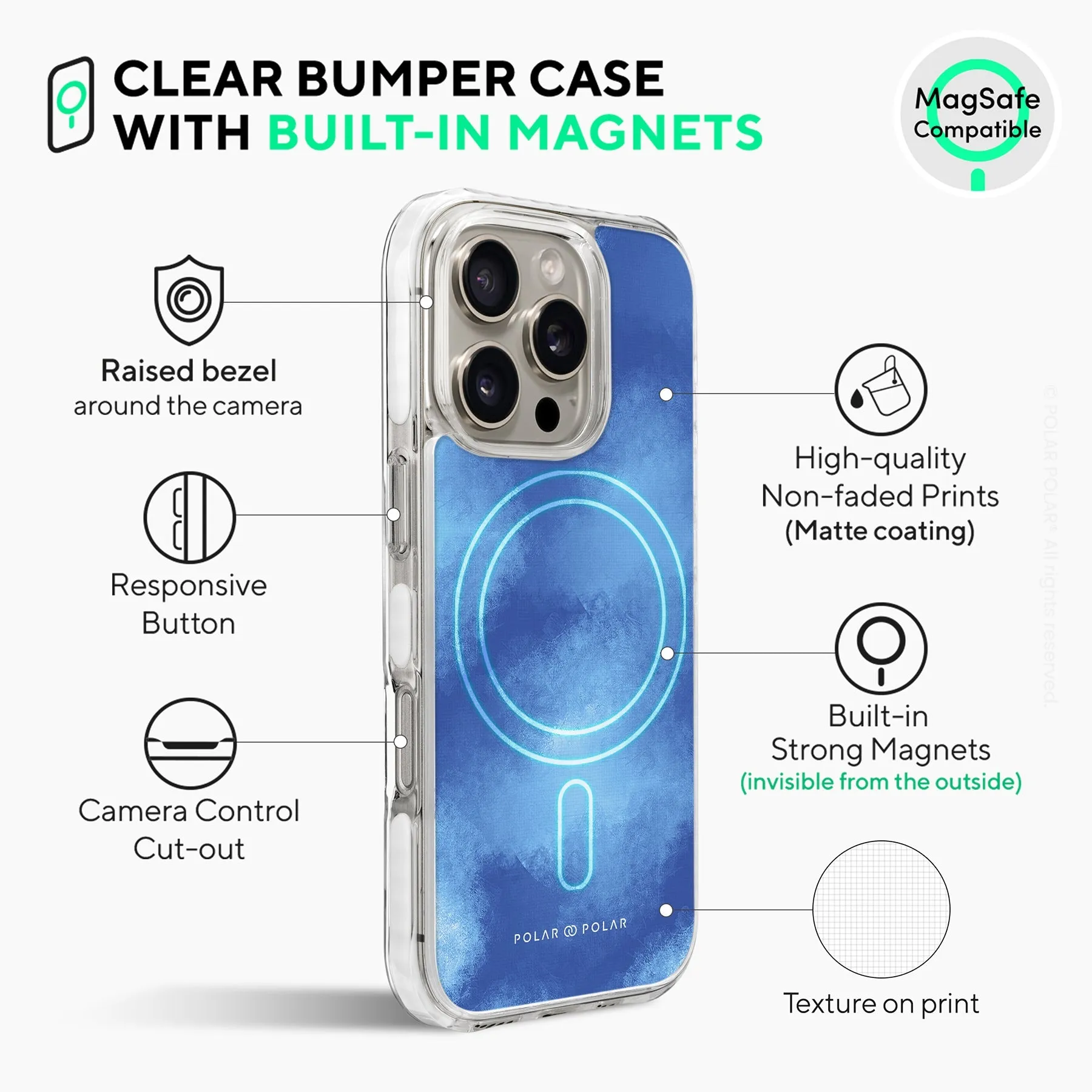 Clouds in Summer - iPhone 16 Pro Max Clear Bumper MagSafe Case