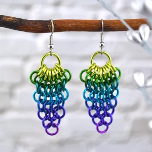Cluster Earrings - Peacock