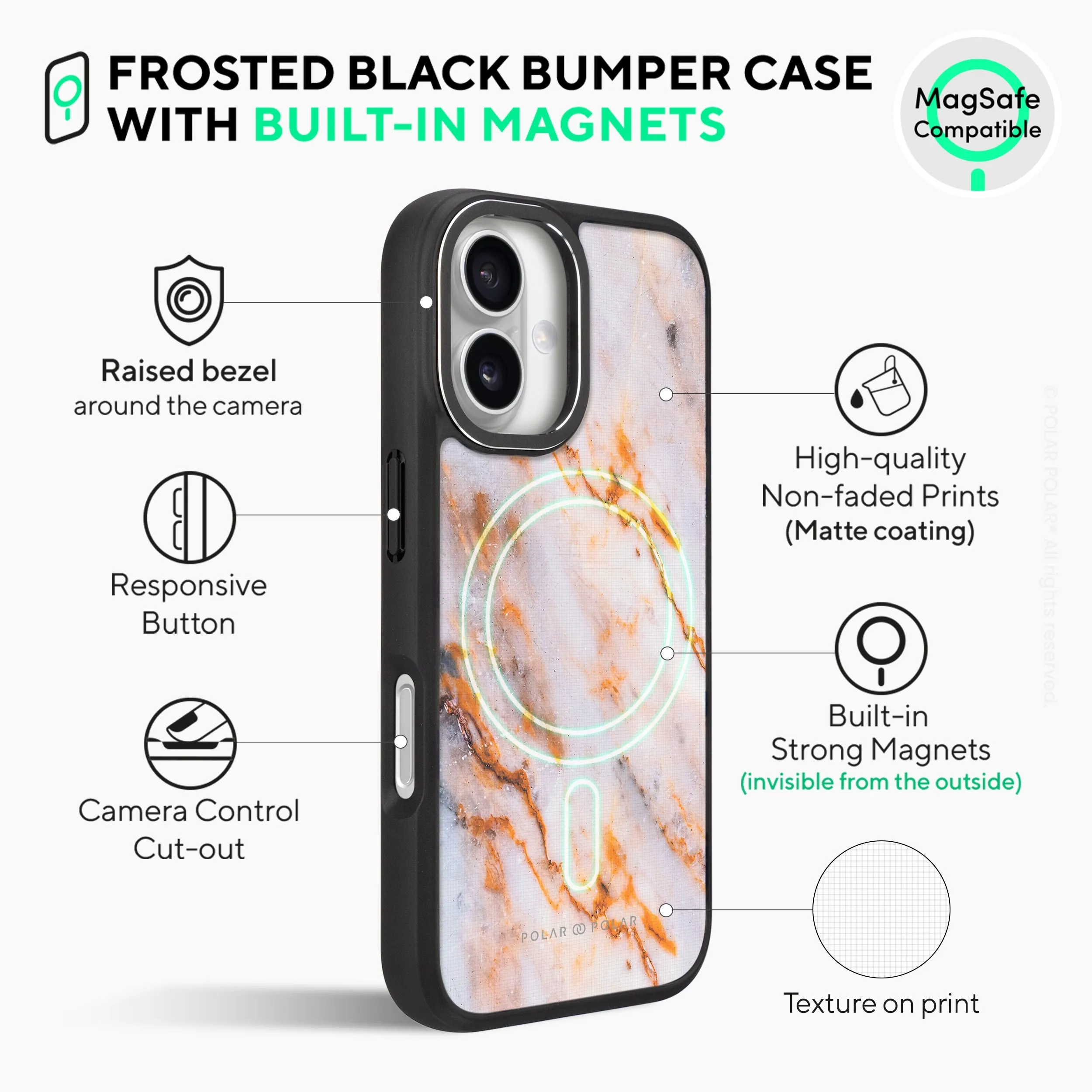 Coffee Cream - iPhone 16 Plus Frosted Black Bumper MagSafe Case