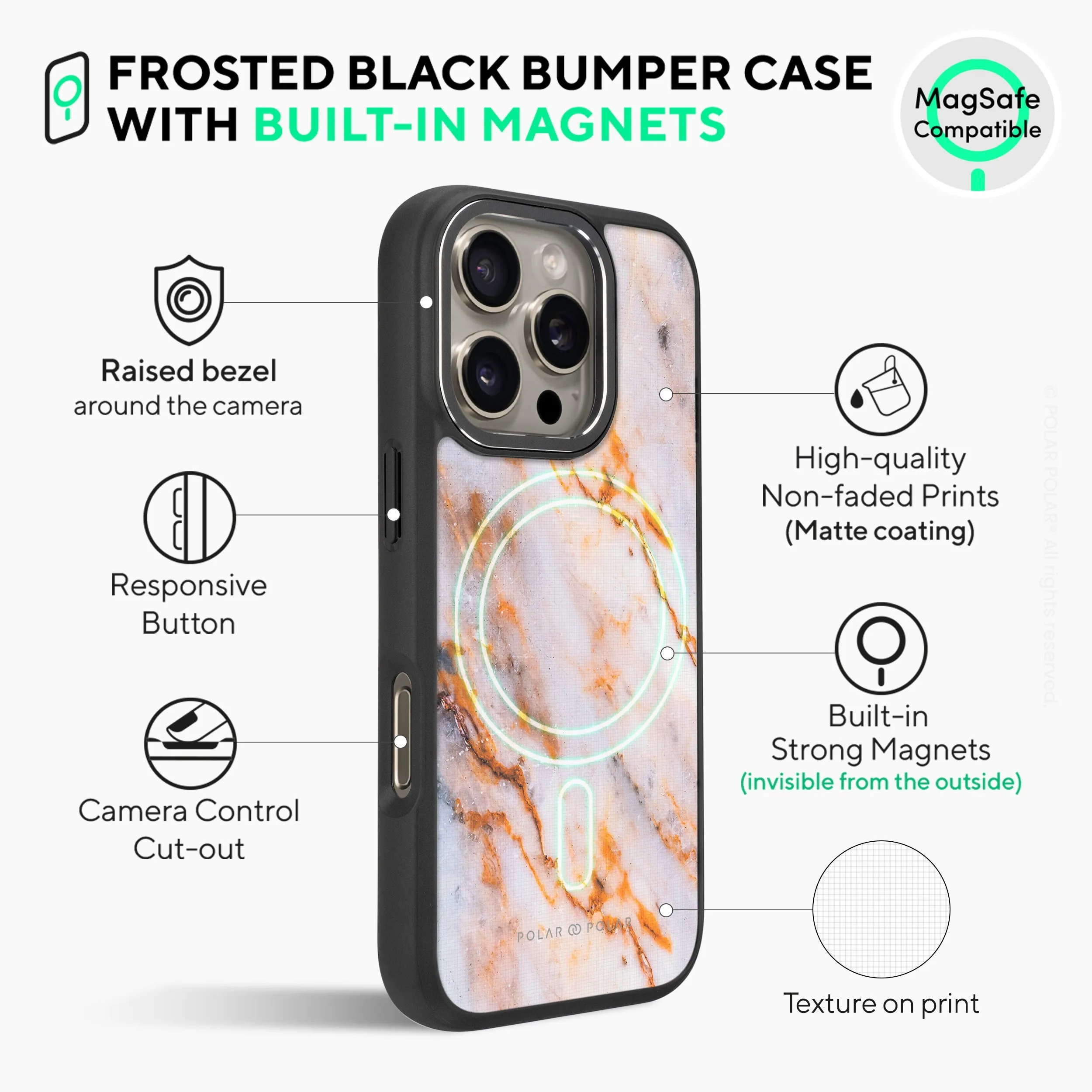 Coffee Cream - iPhone 16 Pro Max Frosted Black Bumper MagSafe Case