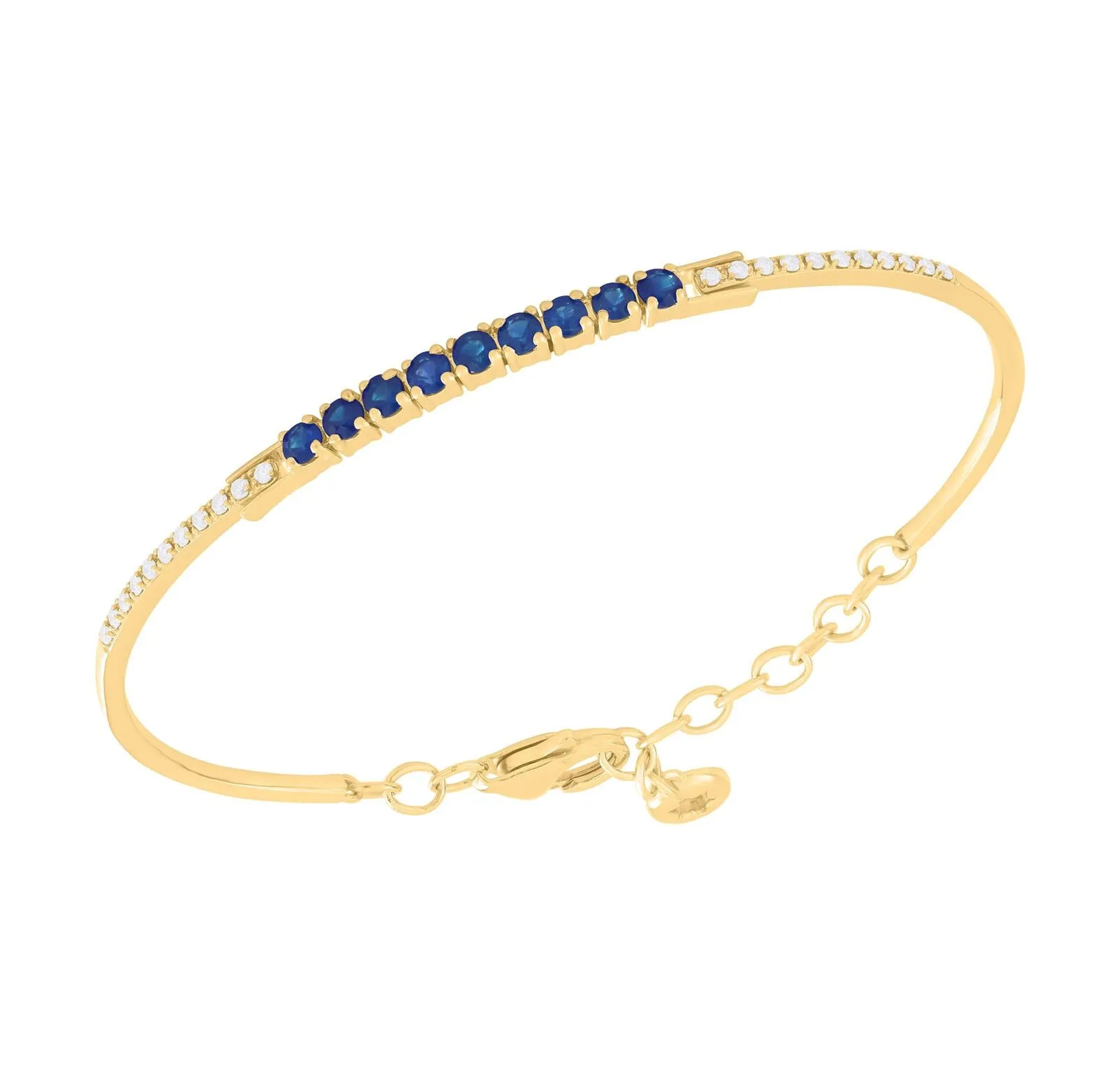 Color Stone and Diamond Flexible Bangle Bracelet