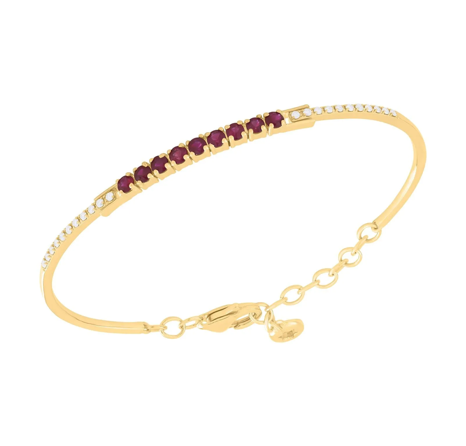 Color Stone and Diamond Flexible Bangle Bracelet
