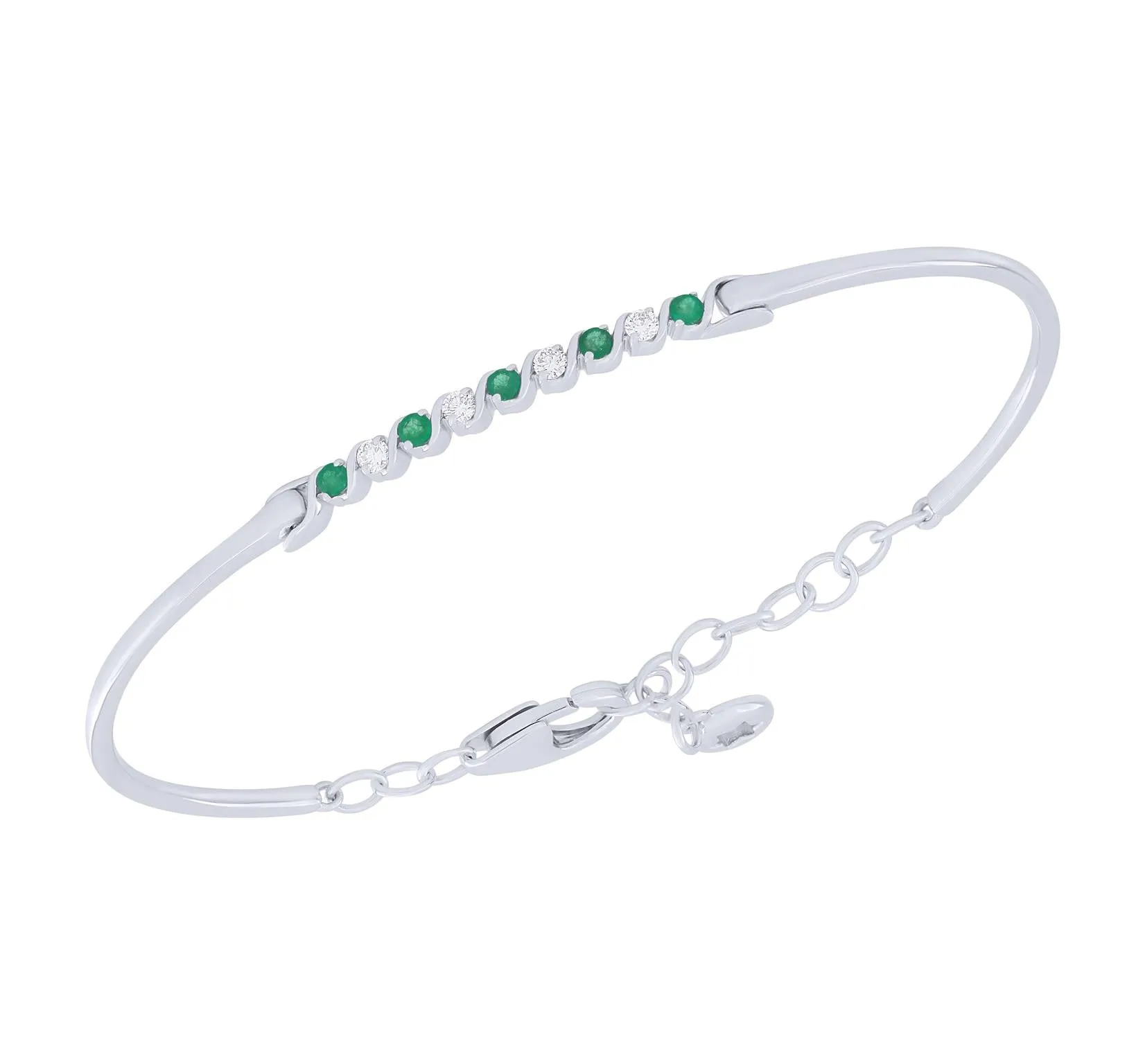 Color Stone and Diamond Flexible Bangle