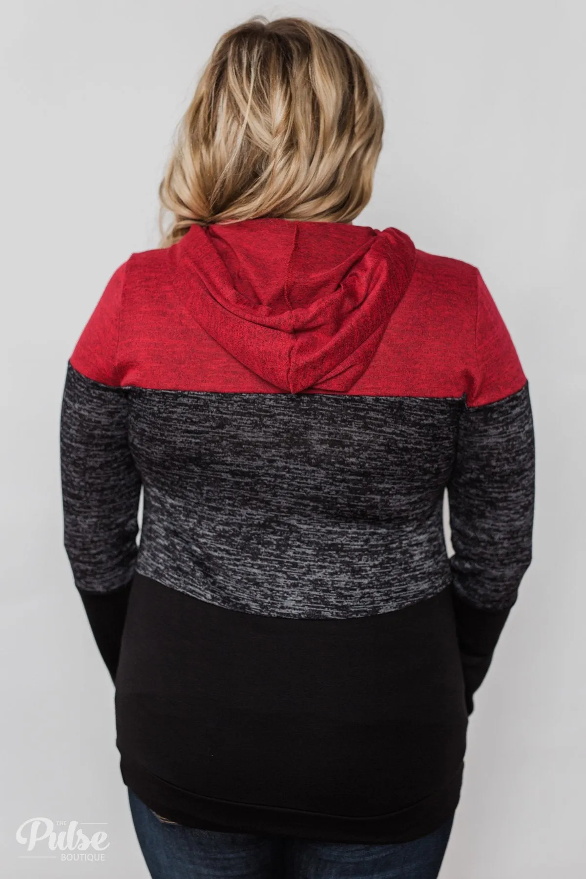 Come Together Color Block Hoodie - Red & Black