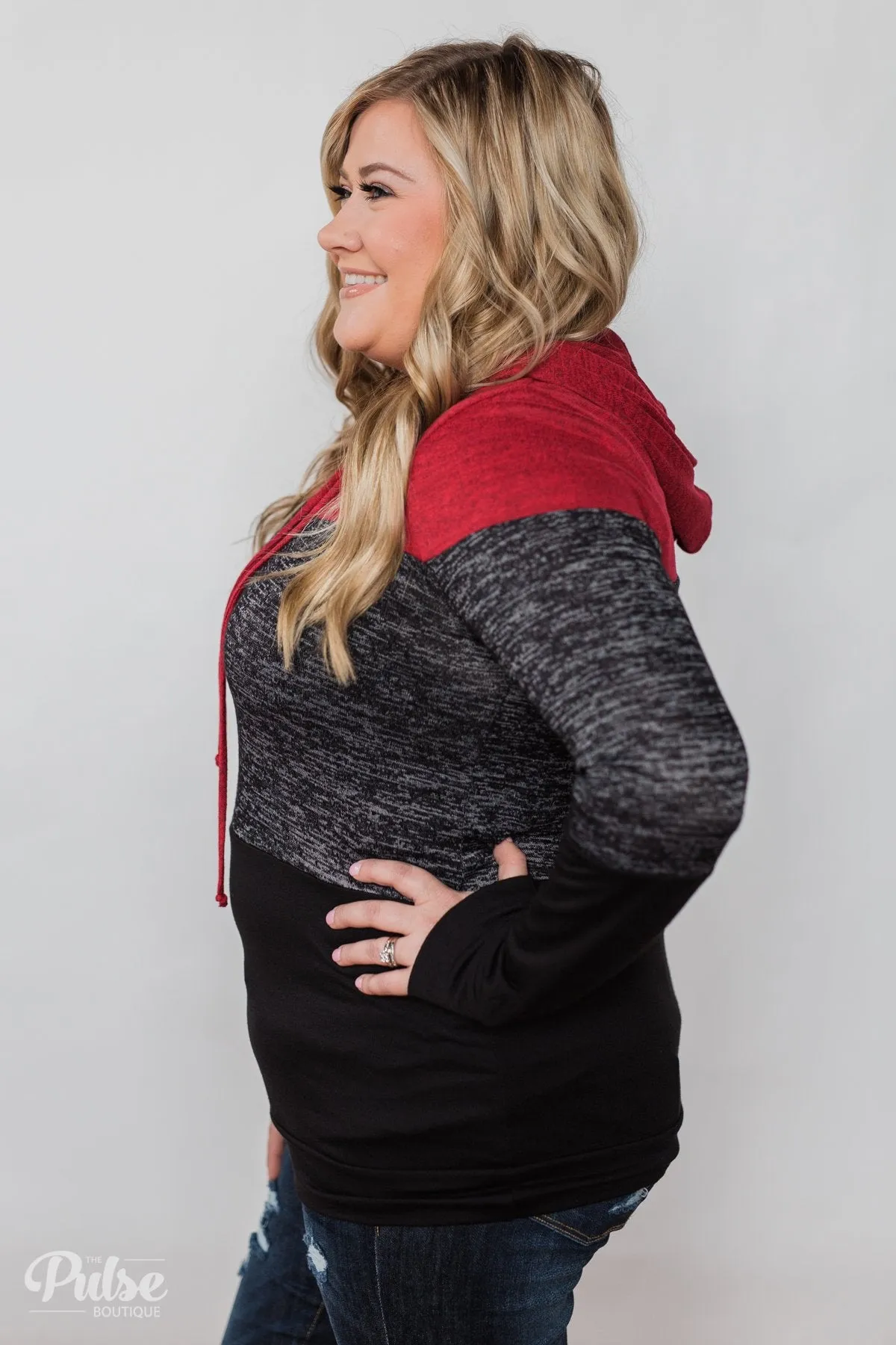 Come Together Color Block Hoodie - Red & Black