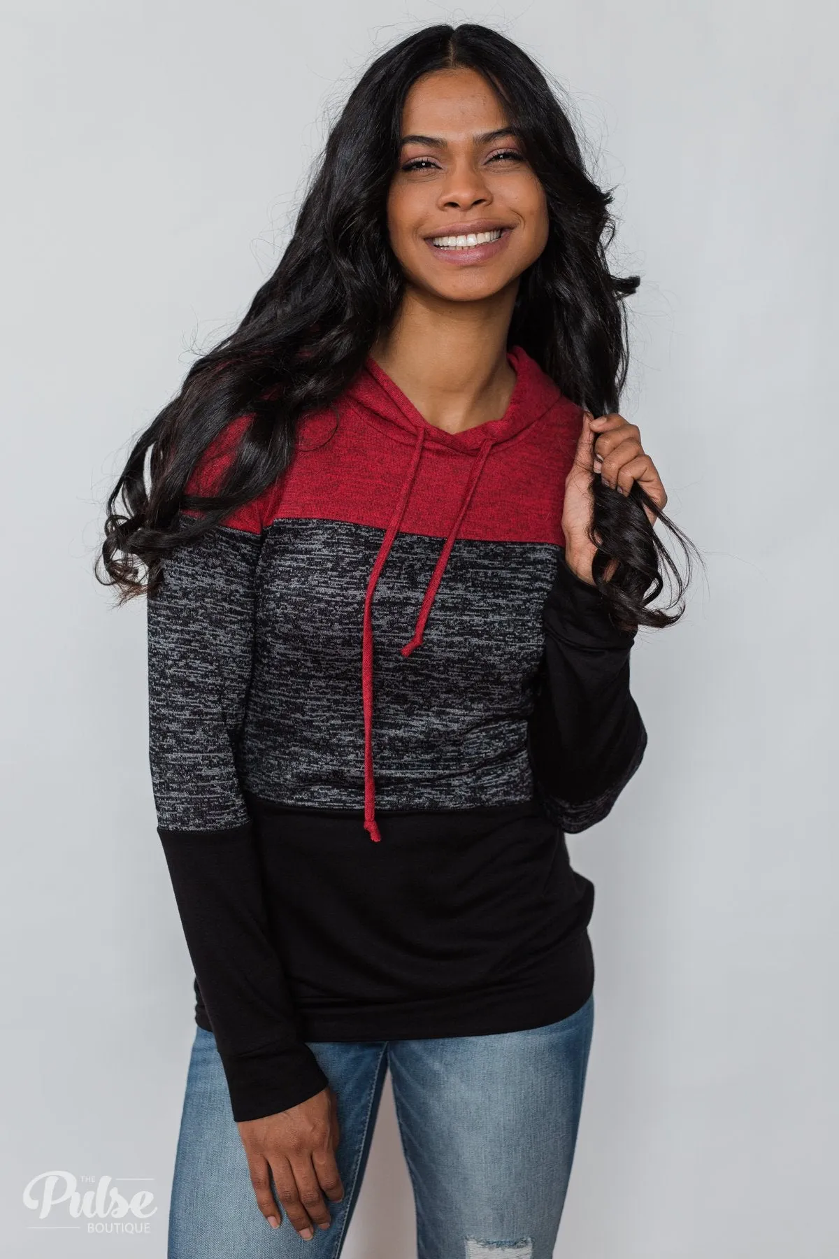 Come Together Color Block Hoodie - Red & Black