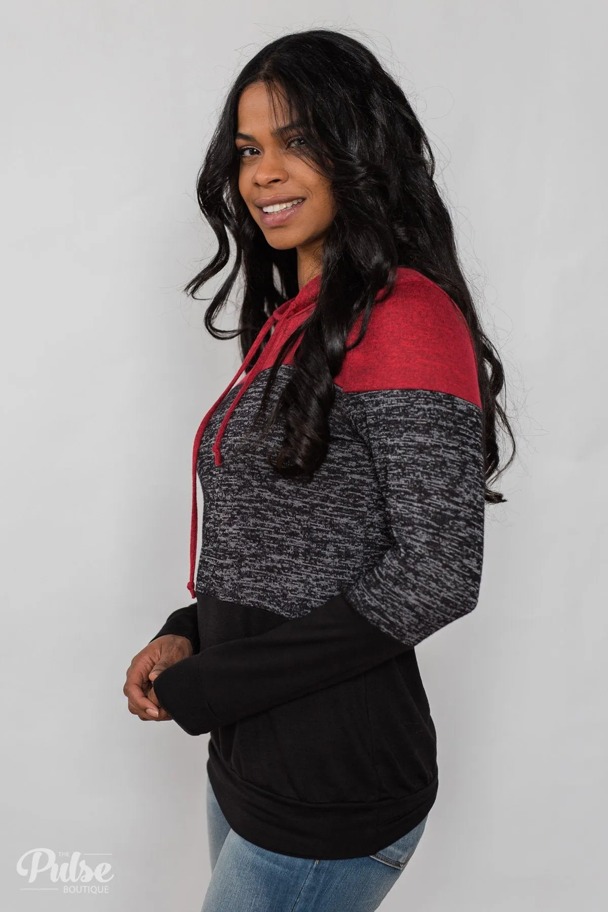 Come Together Color Block Hoodie - Red & Black