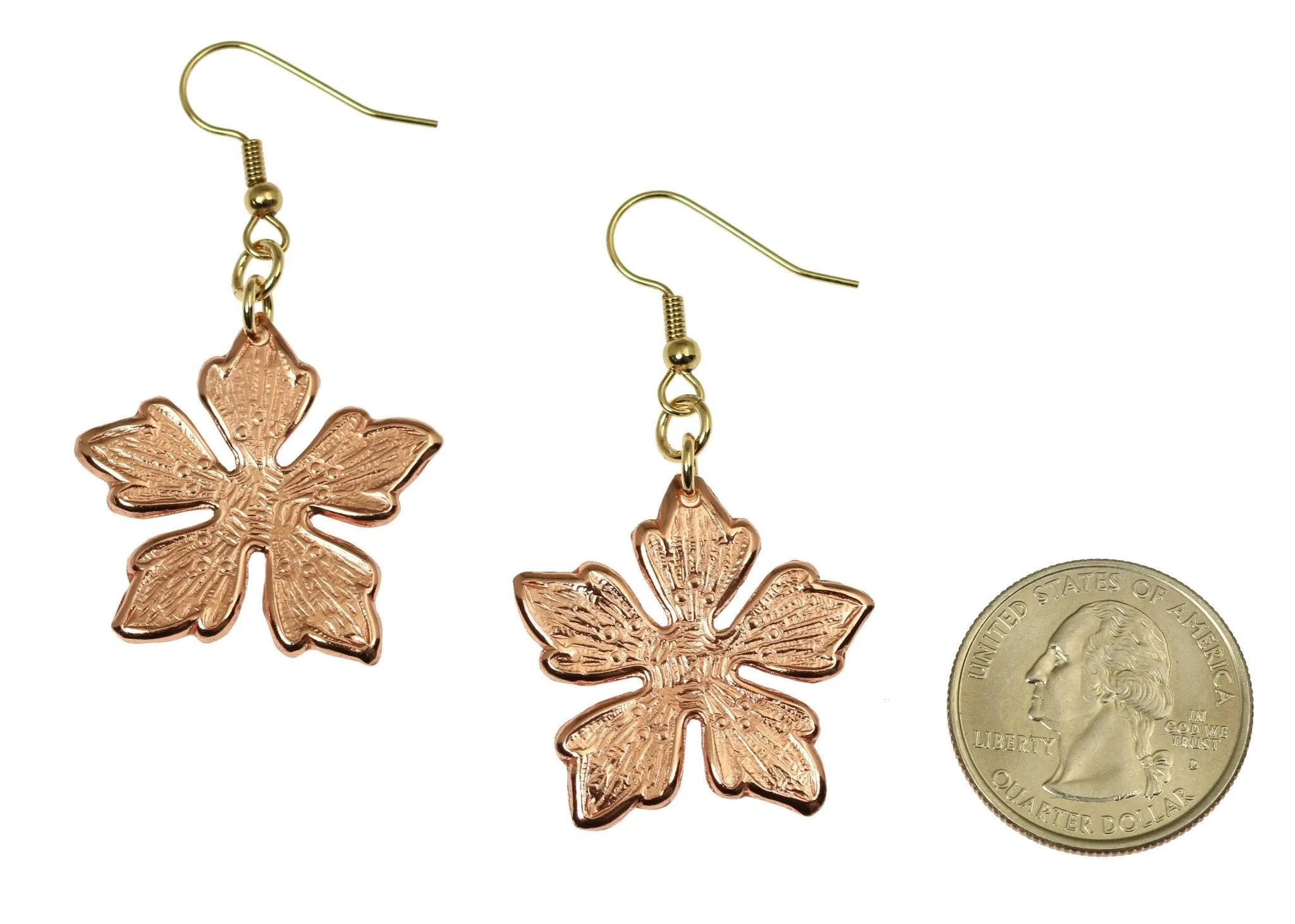 Copper Buttercup Flower Earrings