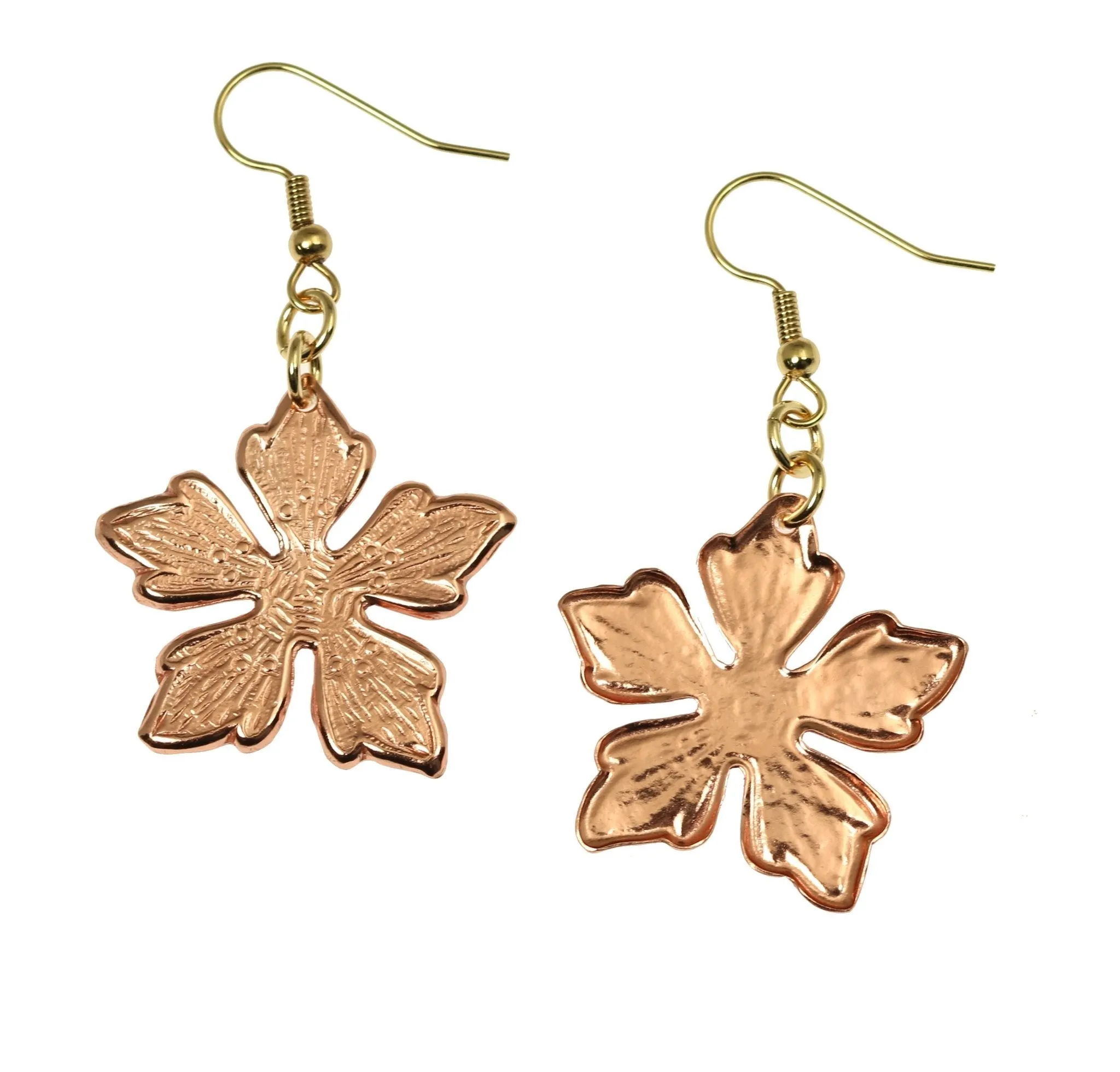 Copper Buttercup Flower Earrings