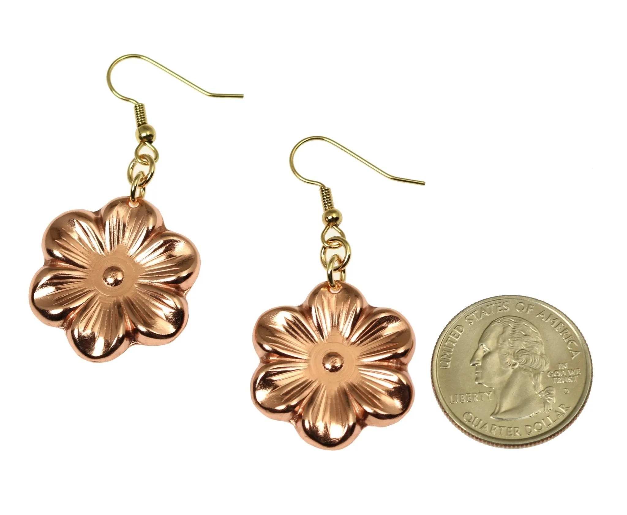 Copper Cherry Blossom Flower Earrings
