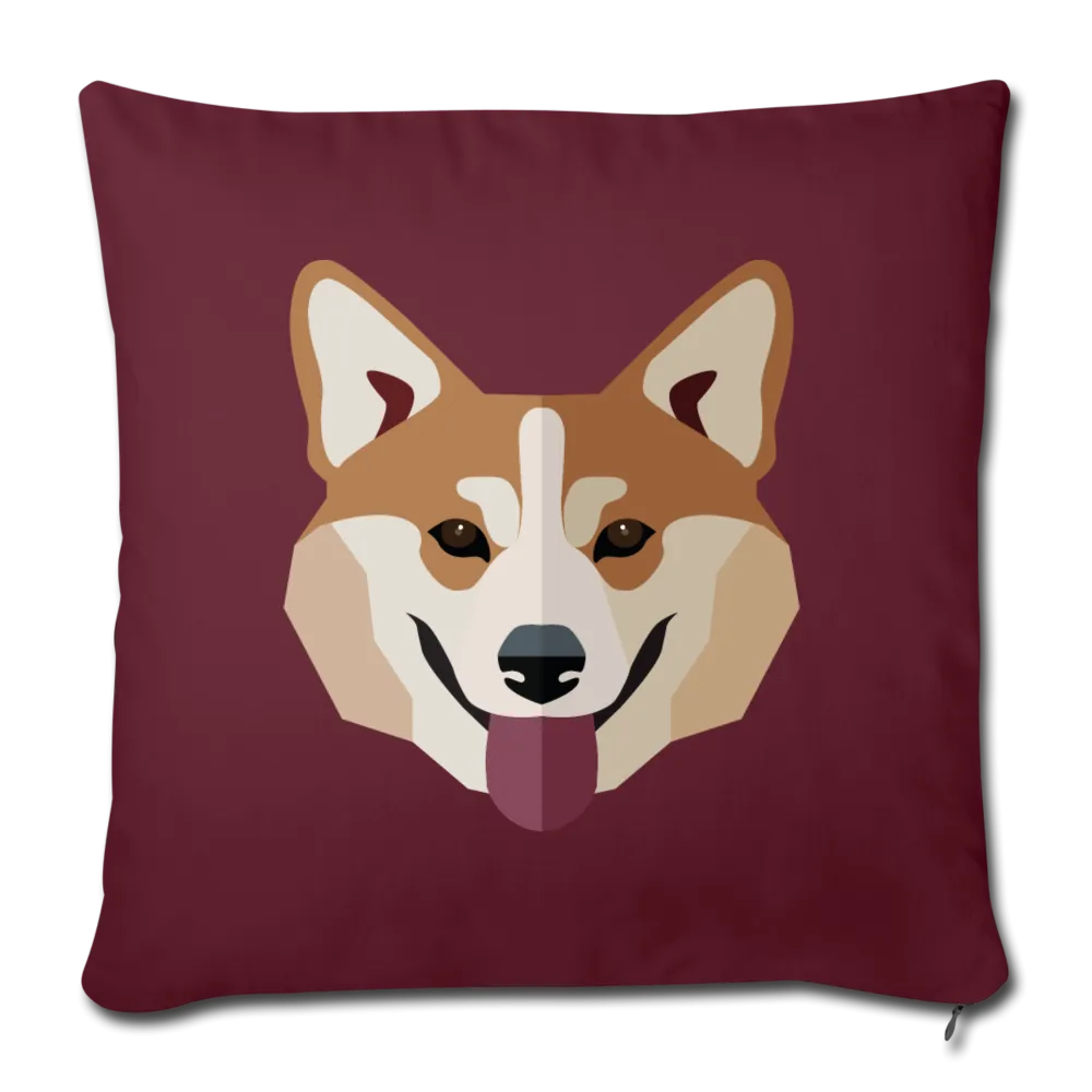 Corgi Face Throw Pillow Cover 18” x 18”