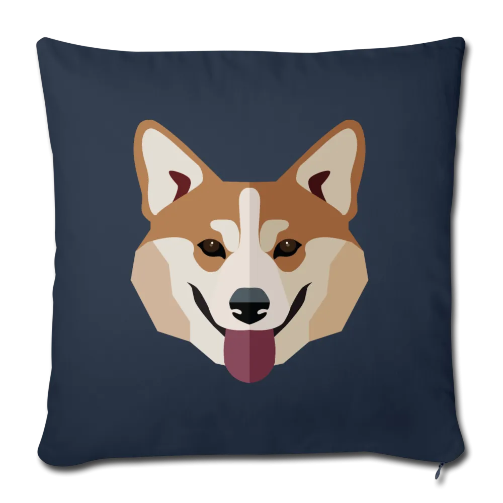 Corgi Face Throw Pillow Cover 18” x 18”